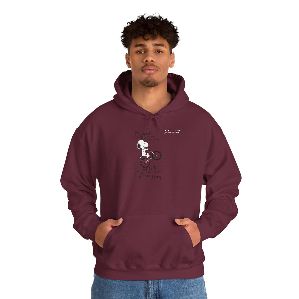 Bicycle Cat Illustration Hoodie | 'the world is too big...a true friend'