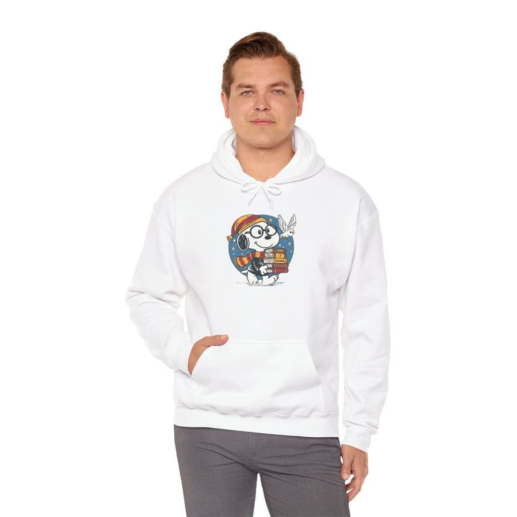 Bookish Dog with Glasses Hoodie | Reading Puppy Graphic Sweatshirt