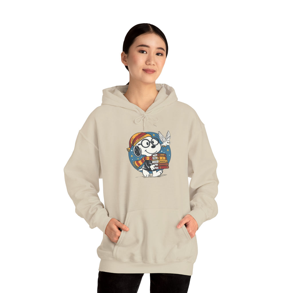 Bookish Dog with Glasses Hoodie | Reading Puppy Graphic Sweatshirt