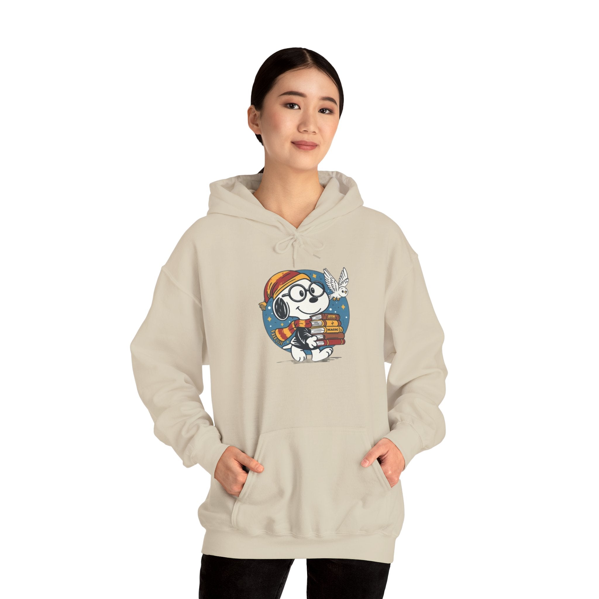 Bookish Dog with Glasses Hoodie | Reading Puppy Graphic Sweatshirt