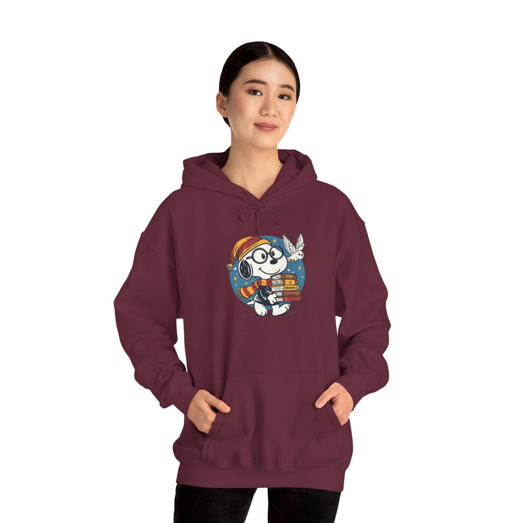 Bookish Dog with Glasses Hoodie | Reading Puppy Graphic Sweatshirt