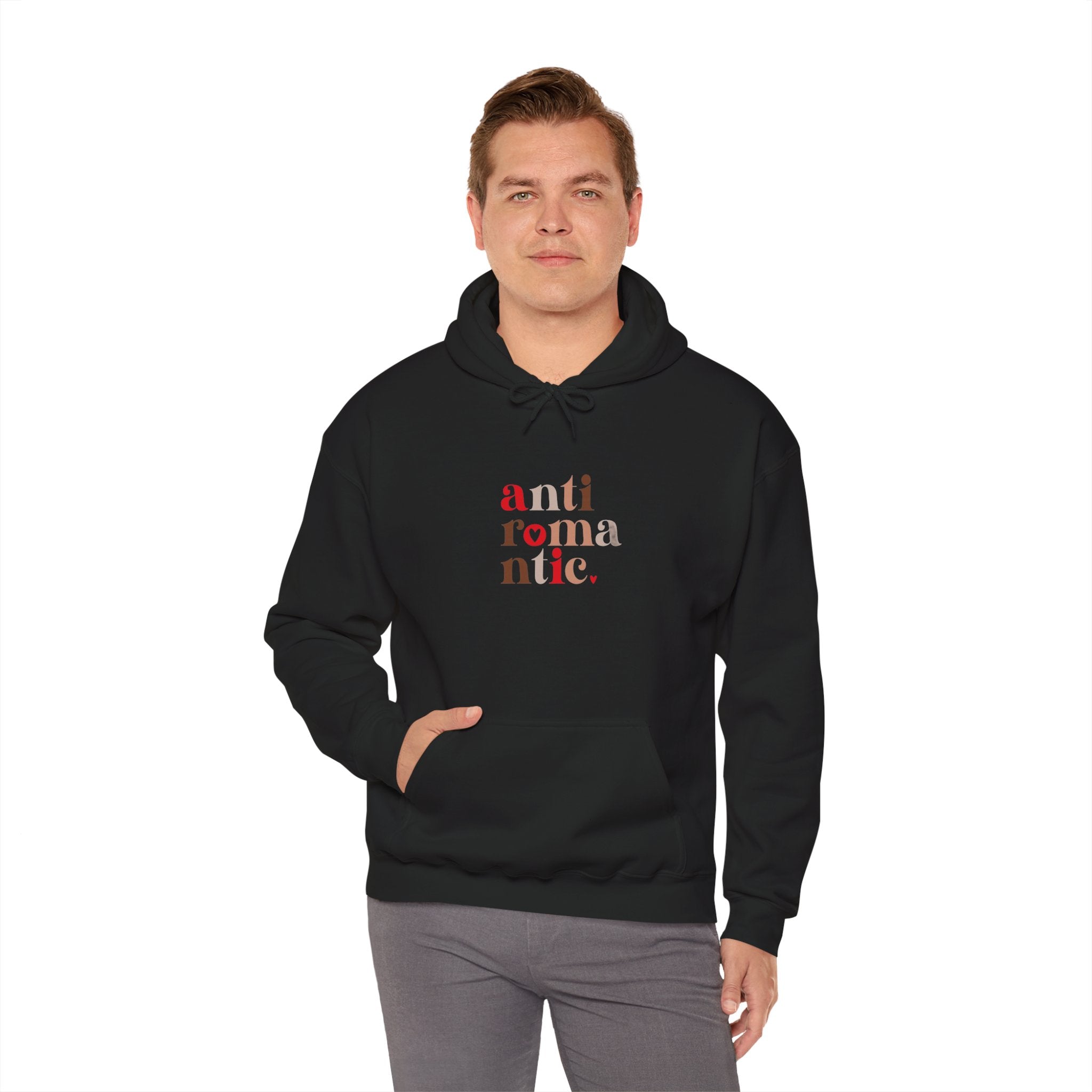 Anti-Romantic Hoodie — Minimalist Text Pullover for Singles & Sarcastic Gifts