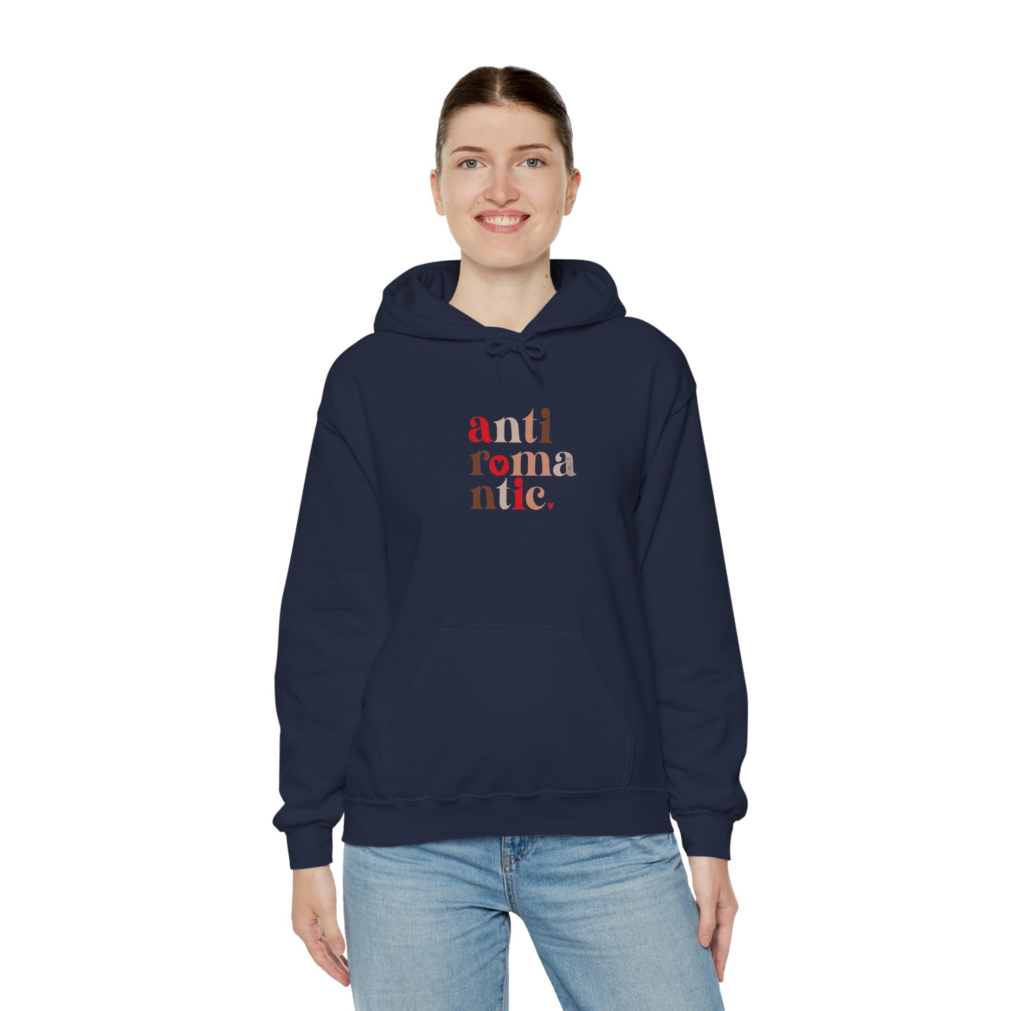 Anti-Romantic Hoodie — Minimalist Text Pullover for Singles & Sarcastic Gifts