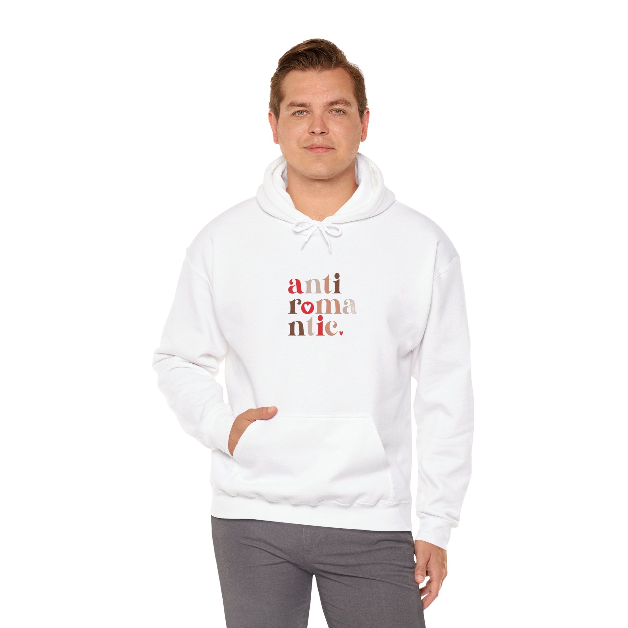 Anti-Romantic Hoodie — Minimalist Text Pullover for Singles & Sarcastic Gifts