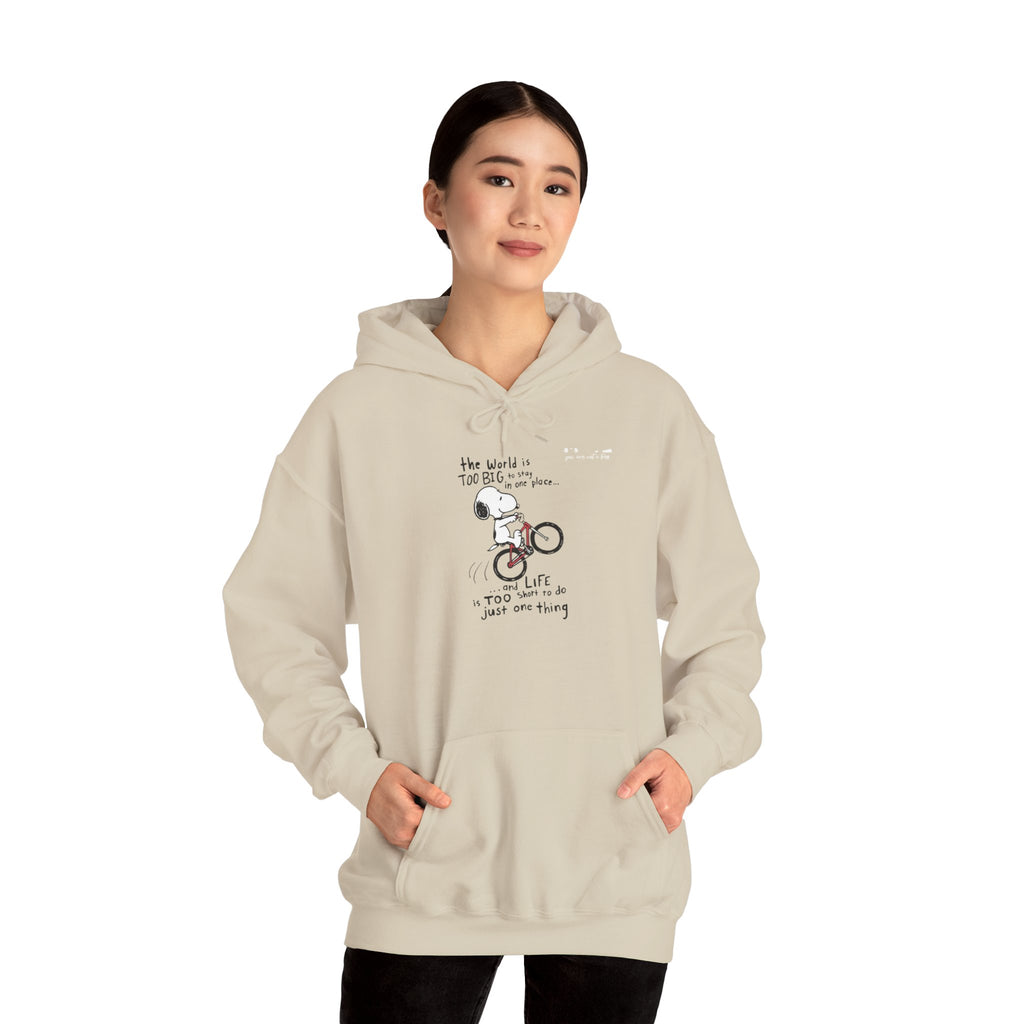 Bicycle Cat Illustration Hoodie | 'the world is too big...a true friend'
