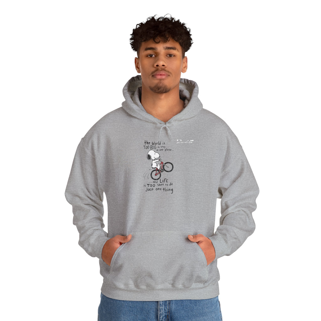 Bicycle Cat Illustration Hoodie | 'the world is too big...a true friend'