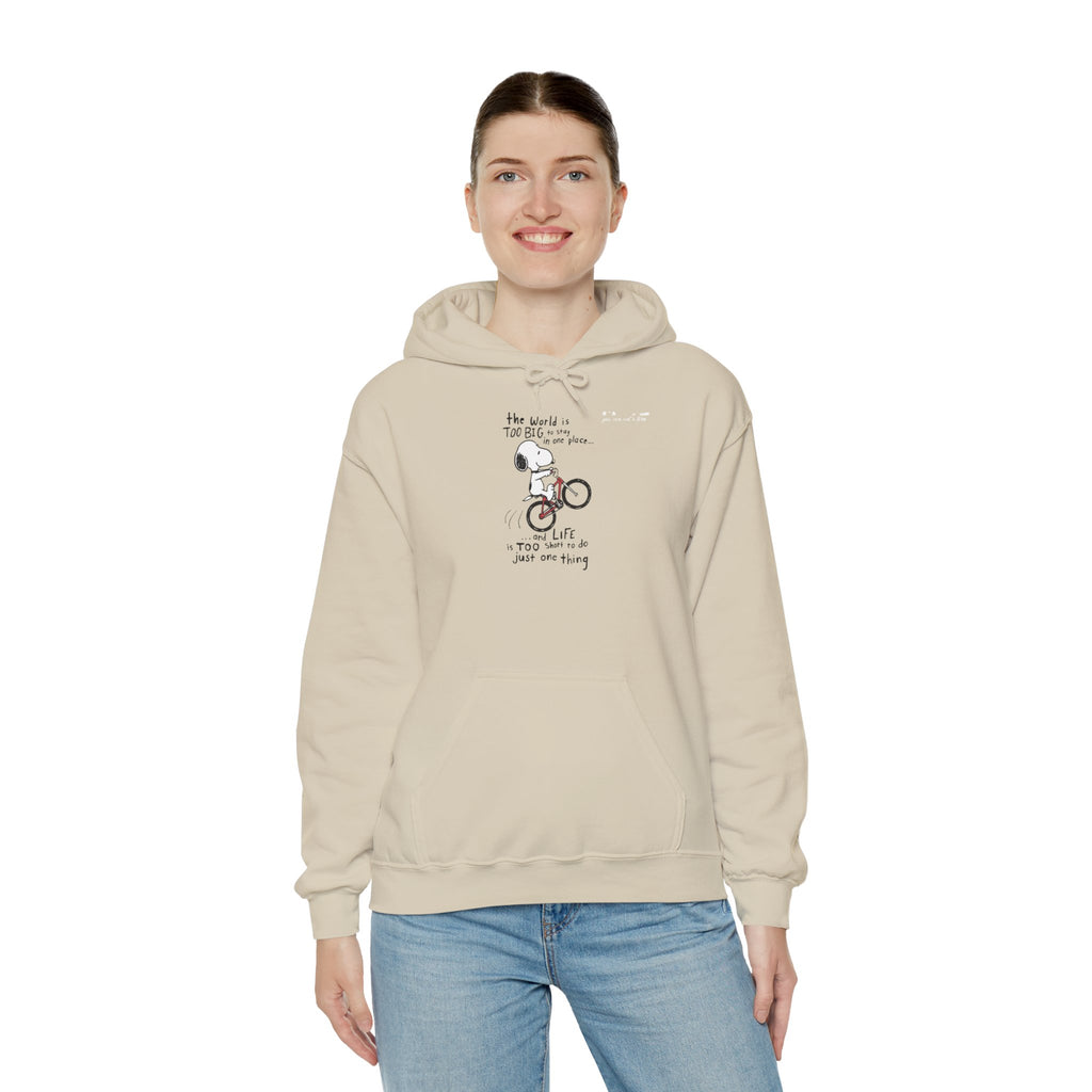 Bicycle Cat Illustration Hoodie | 'the world is too big...a true friend'
