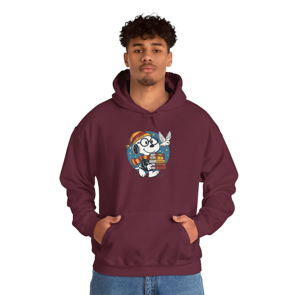 Bookish Dog with Glasses Hoodie | Reading Puppy Graphic Sweatshirt