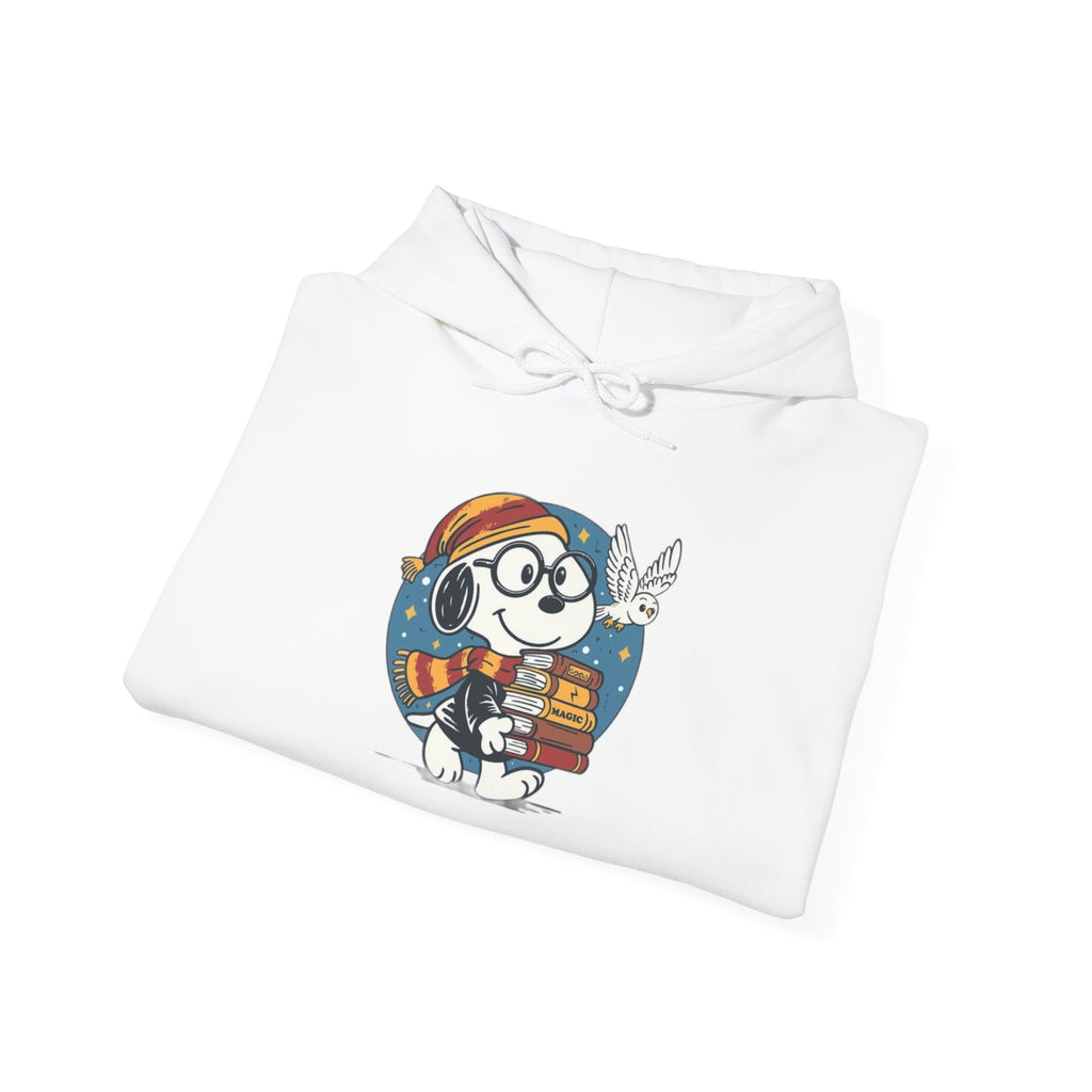 Bookish Dog with Glasses Hoodie | Reading Puppy Graphic Sweatshirt