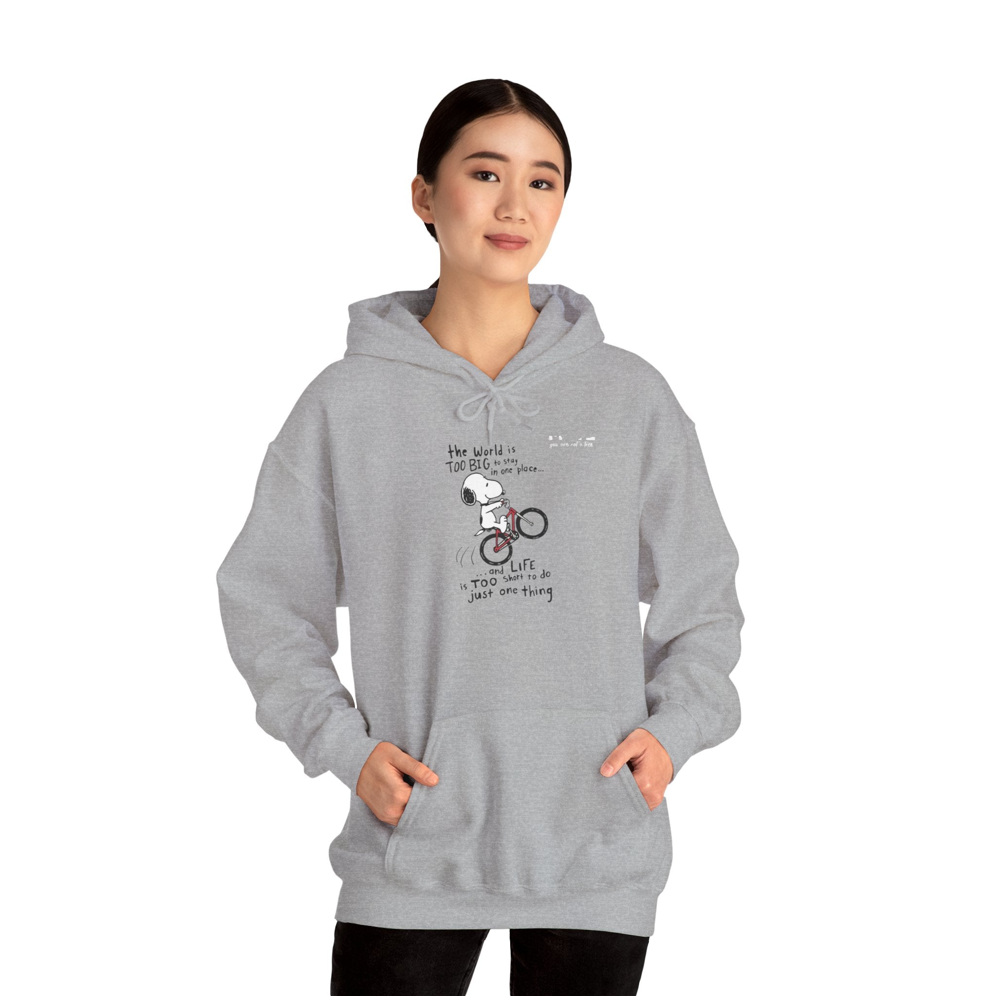 Bicycle Cat Illustration Hoodie | 'the world is too big...a true friend'