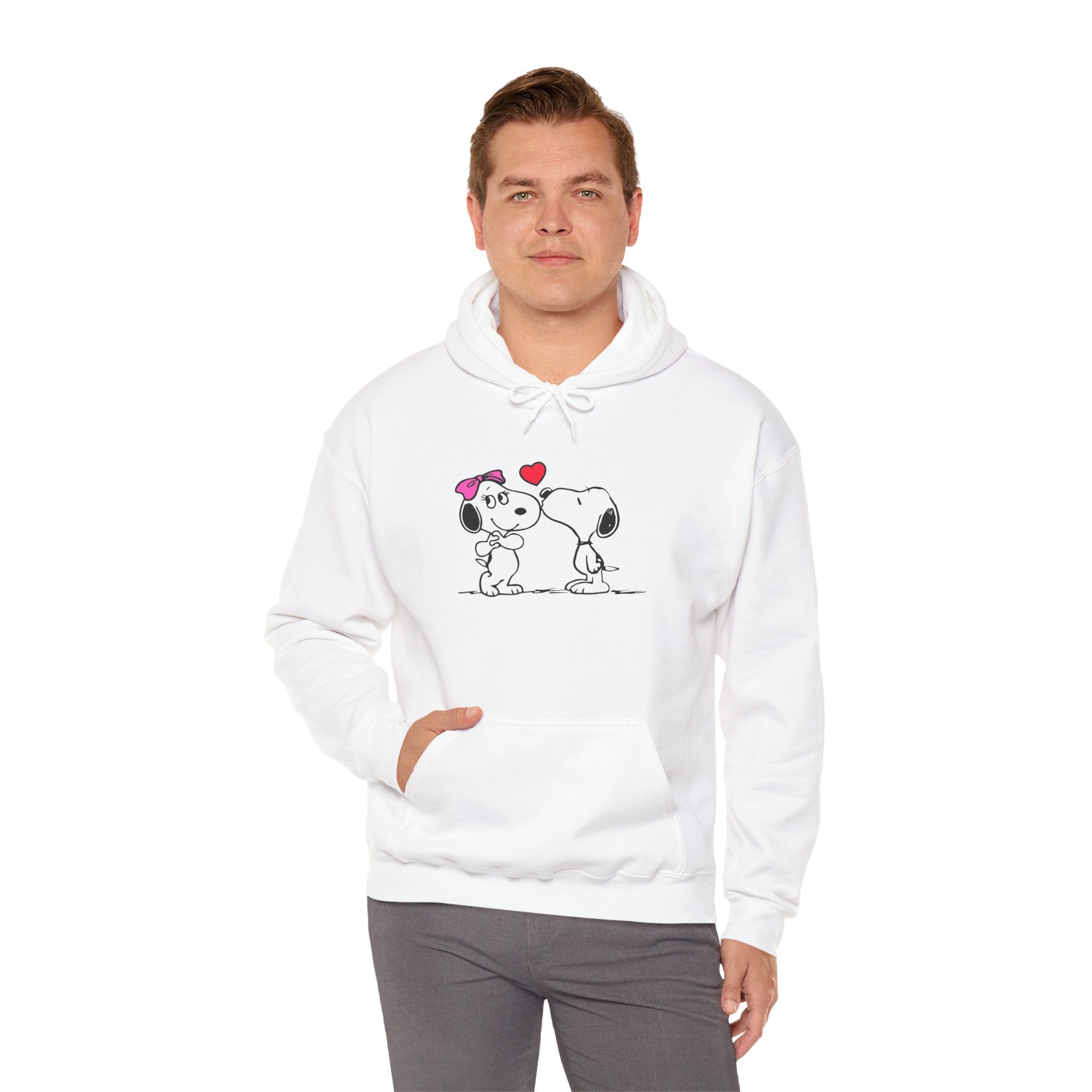 Cute Snoopy Love Sweatshirt, Valentine's Day Gift, Cozy Hoodie, Unisex Sweatshirt, Cartoon Apparel, Couple's Outfit