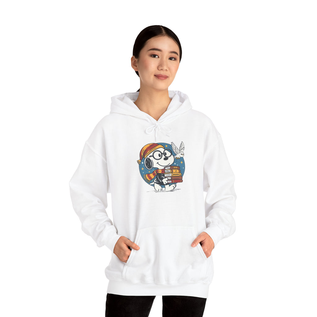 Bookish Dog with Glasses Hoodie | Reading Puppy Graphic Sweatshirt