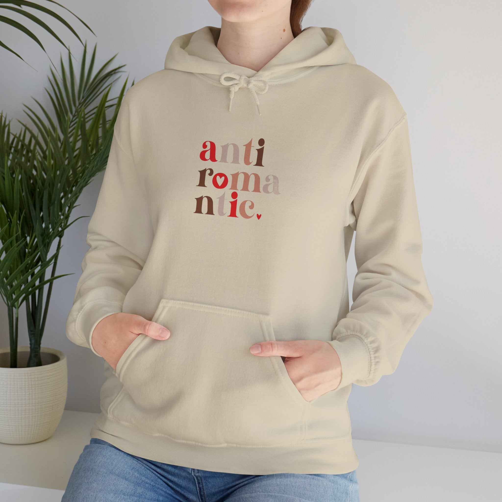 Anti-Romantic Hoodie — Minimalist Text Pullover for Singles & Sarcastic Gifts