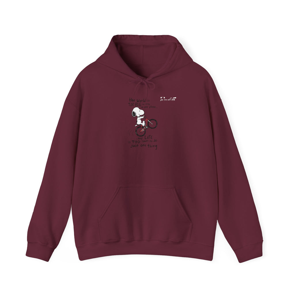 Bicycle Cat Illustration Hoodie | 'the world is too big...a true friend'