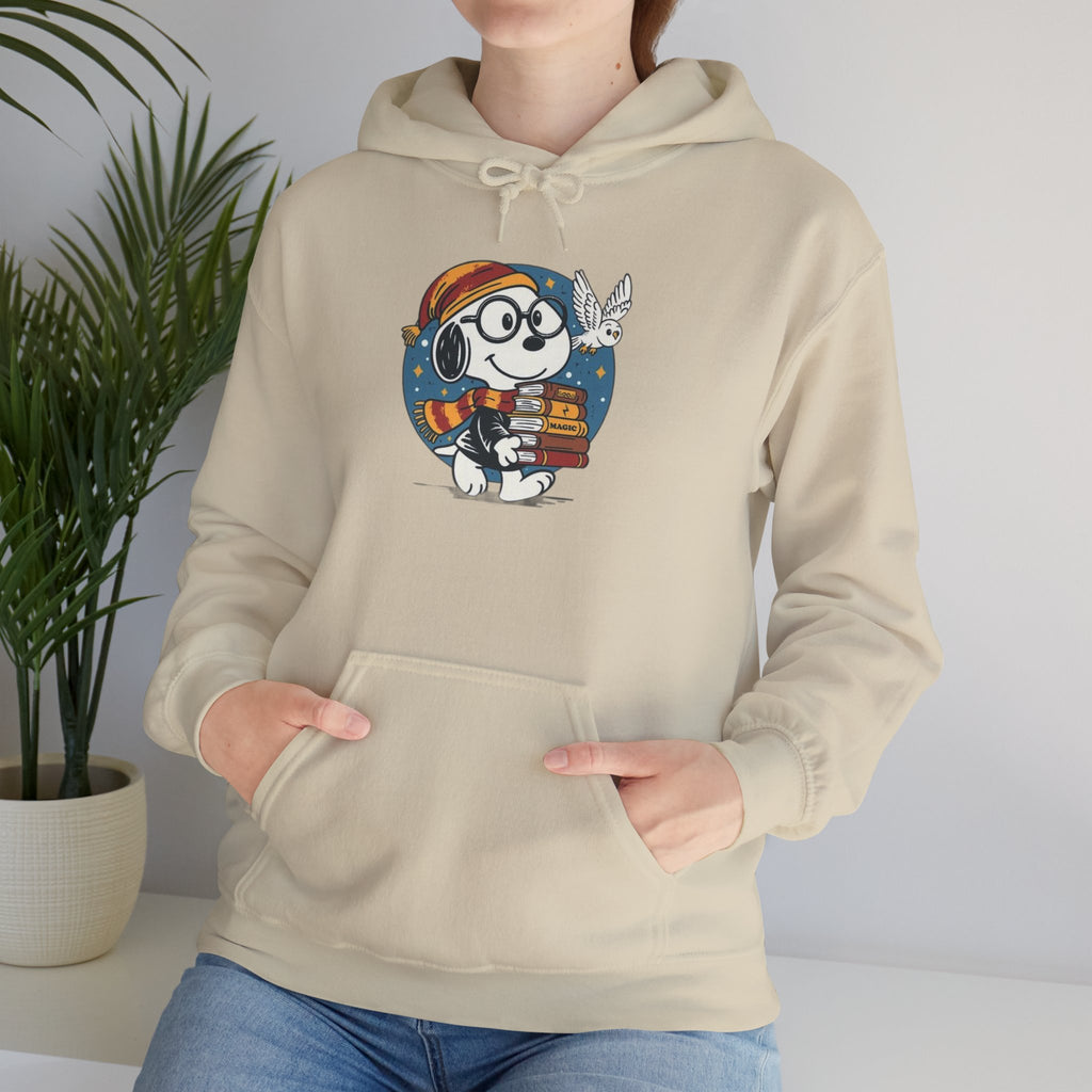 Bookish Dog with Glasses Hoodie | Reading Puppy Graphic Sweatshirt