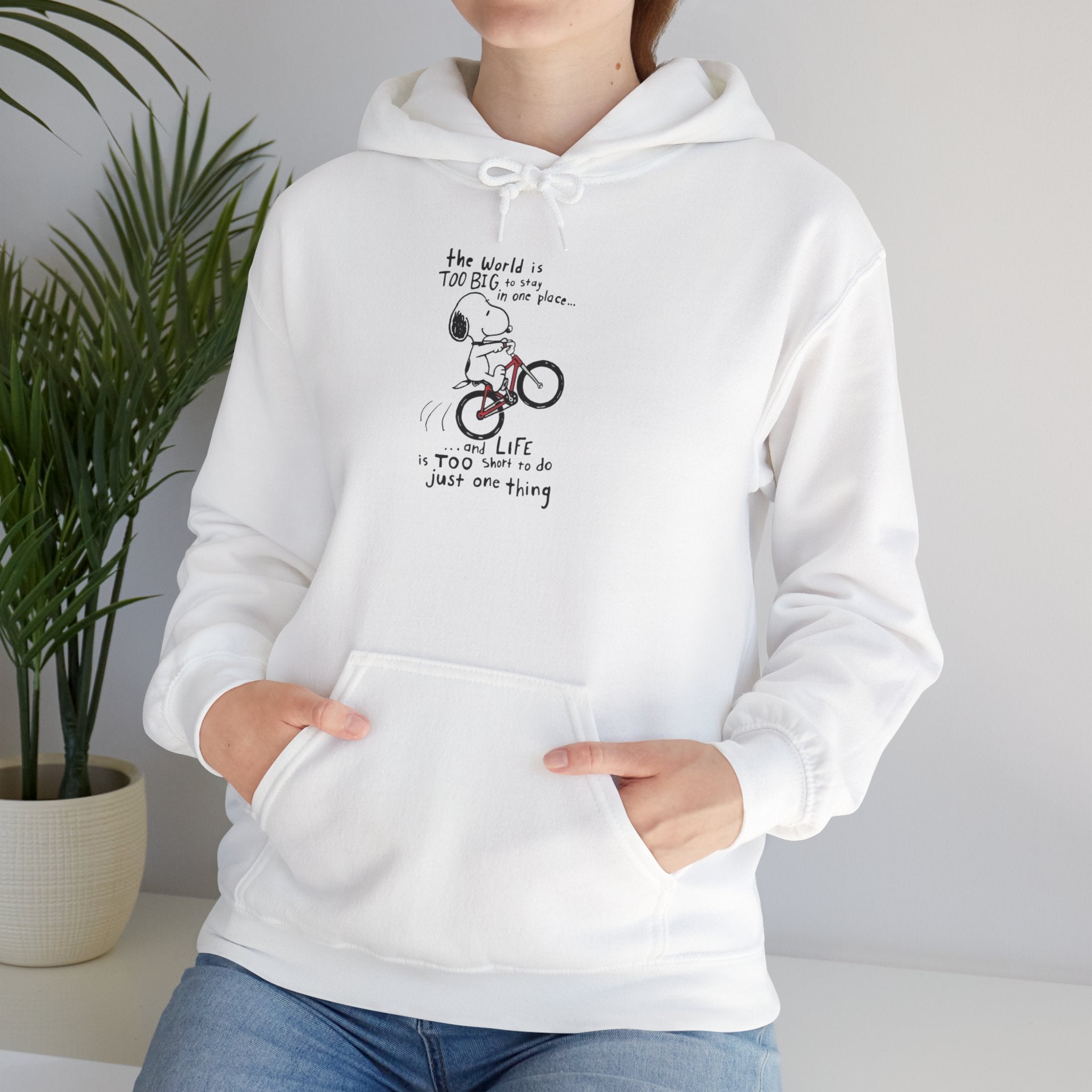 Bicycle Cat Illustration Hoodie | 'the world is too big...a true friend'