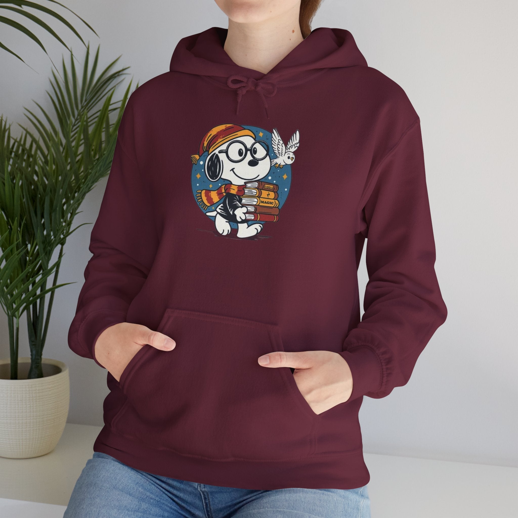 Bookish Dog with Glasses Hoodie | Reading Puppy Graphic Sweatshirt