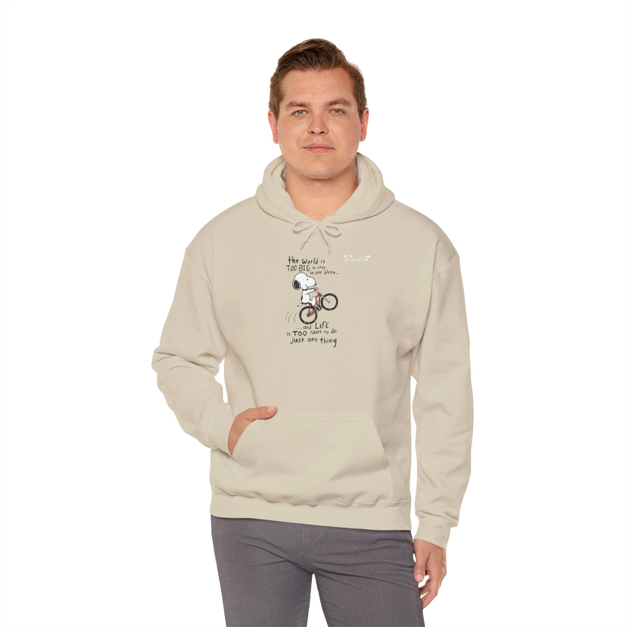 Bicycle Cat Illustration Hoodie | 'the world is too big...a true friend'
