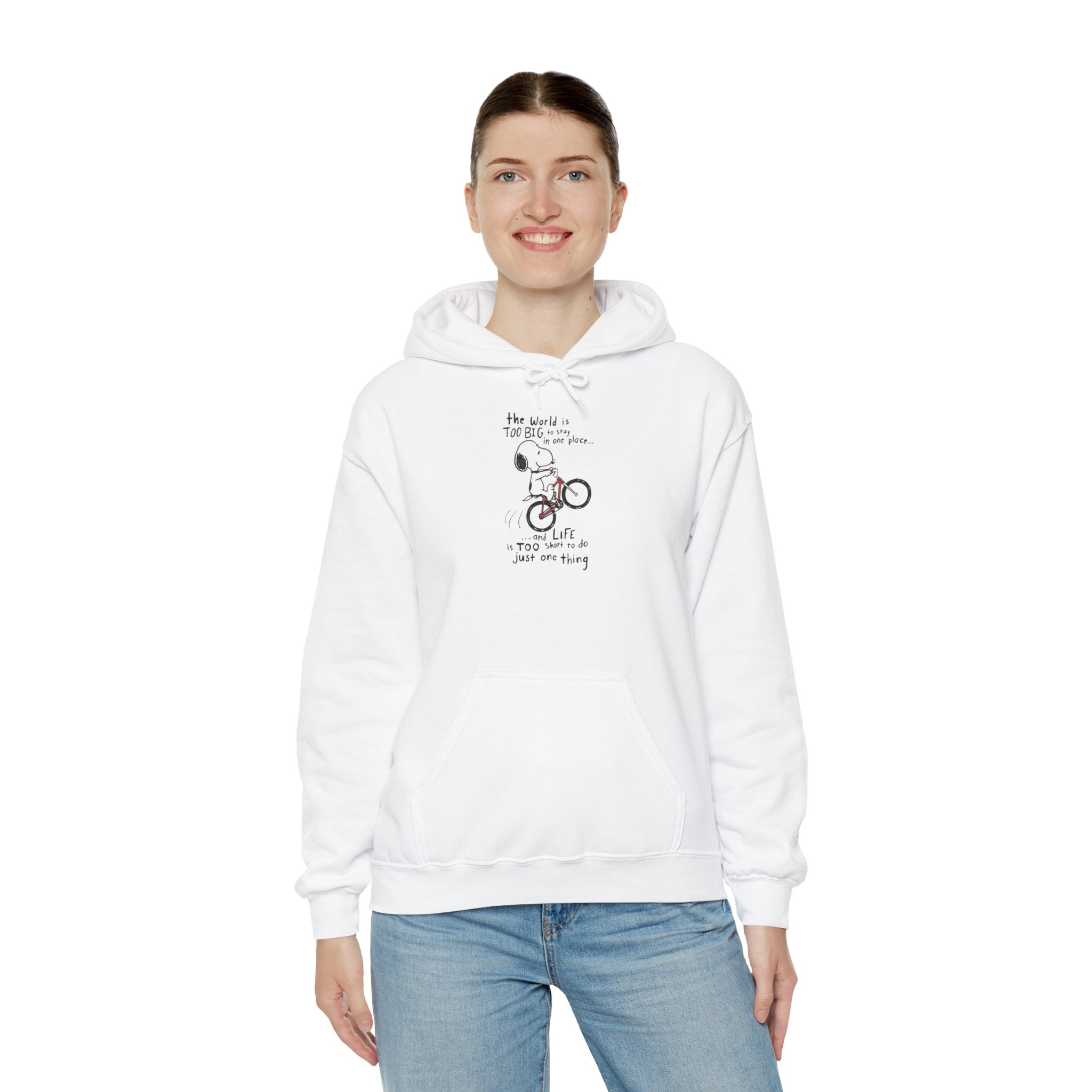 Bicycle Cat Illustration Hoodie | 'the world is too big...a true friend'