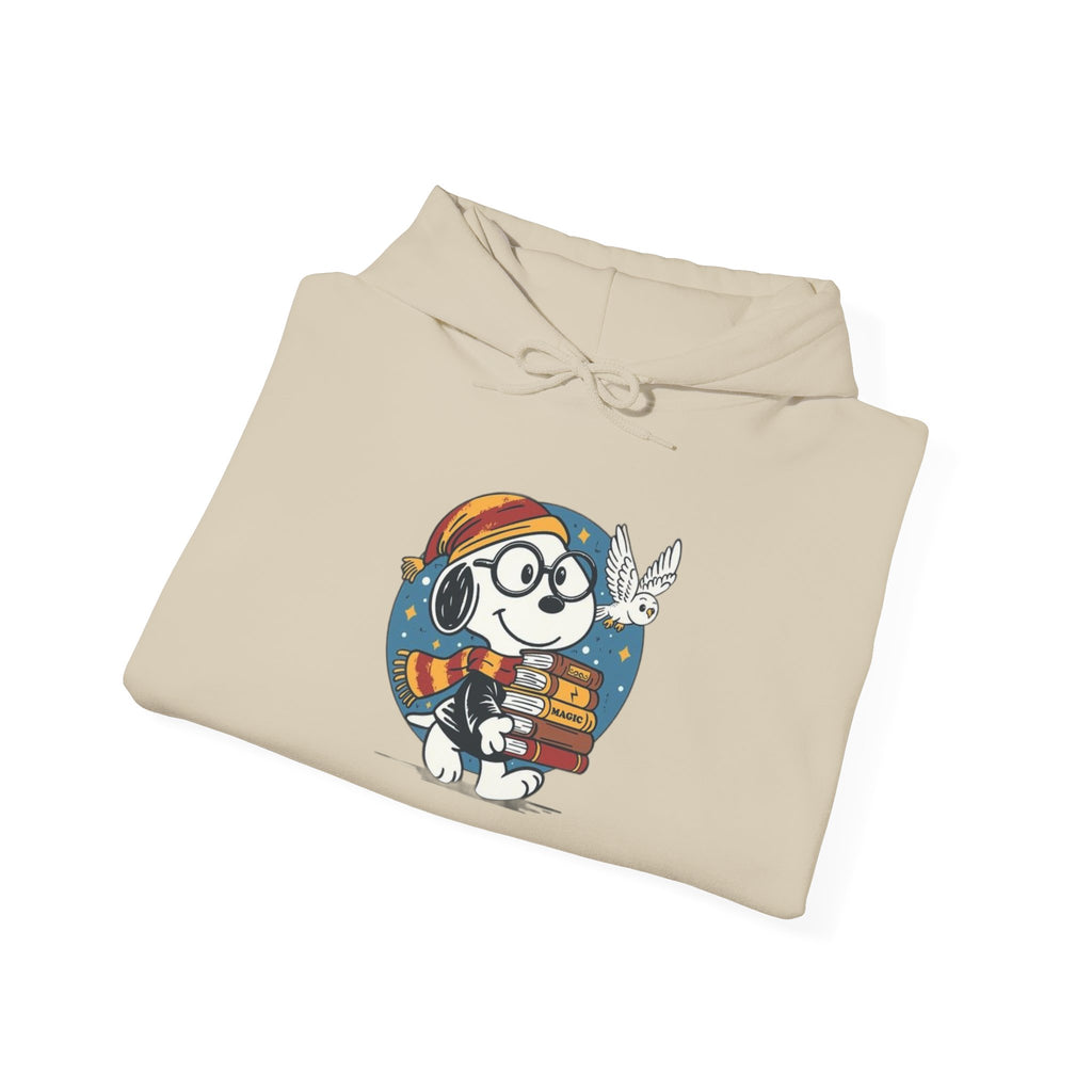 Bookish Dog with Glasses Hoodie | Reading Puppy Graphic Sweatshirt