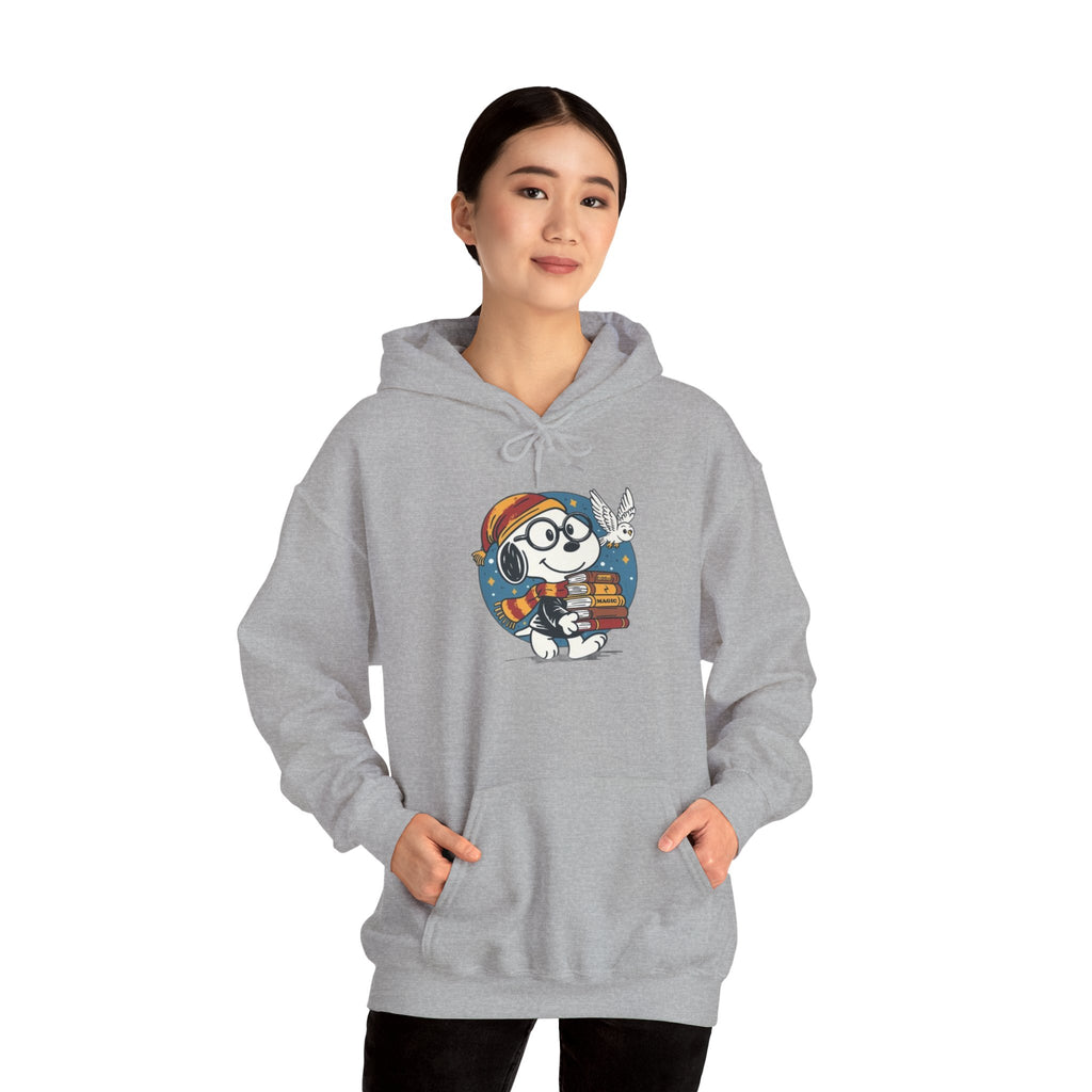 Bookish Dog with Glasses Hoodie | Reading Puppy Graphic Sweatshirt