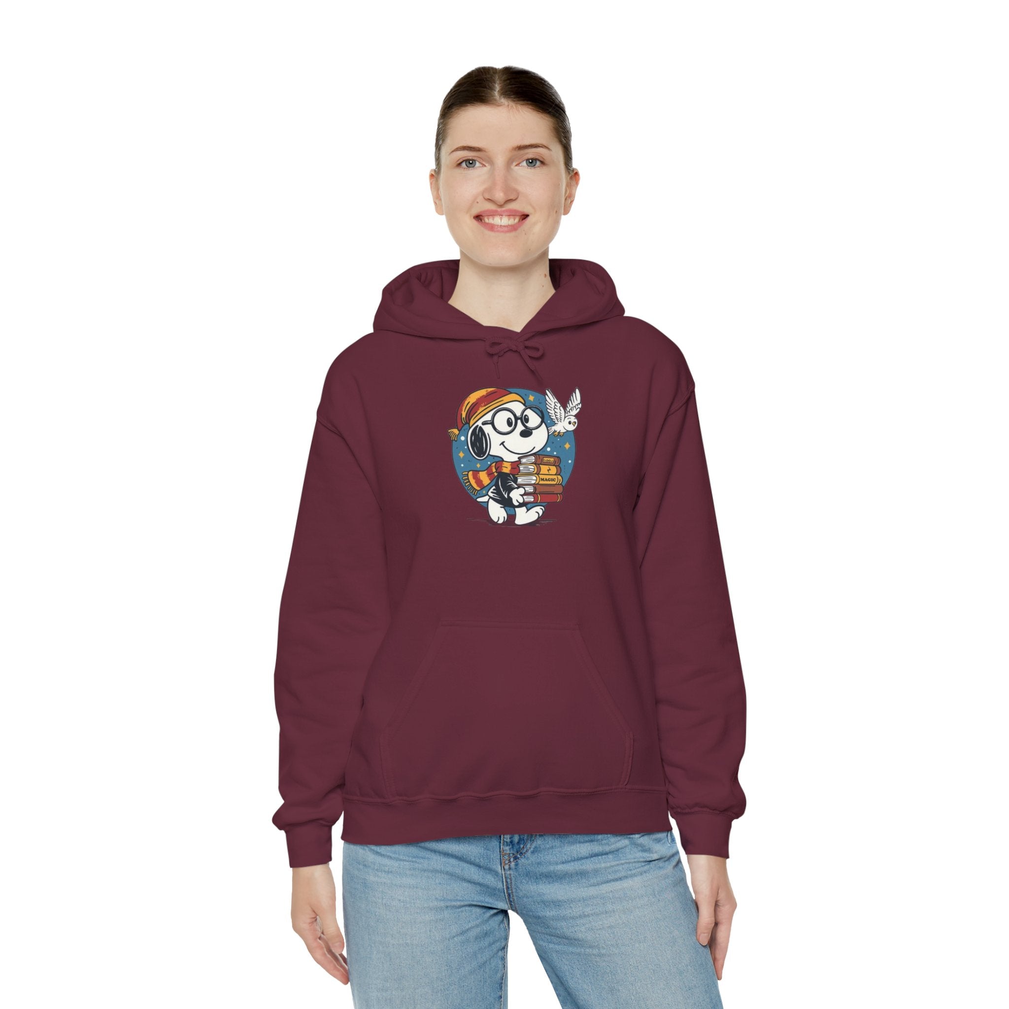 Bookish Dog with Glasses Hoodie | Reading Puppy Graphic Sweatshirt