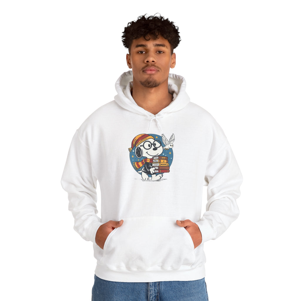 Bookish Dog with Glasses Hoodie | Reading Puppy Graphic Sweatshirt