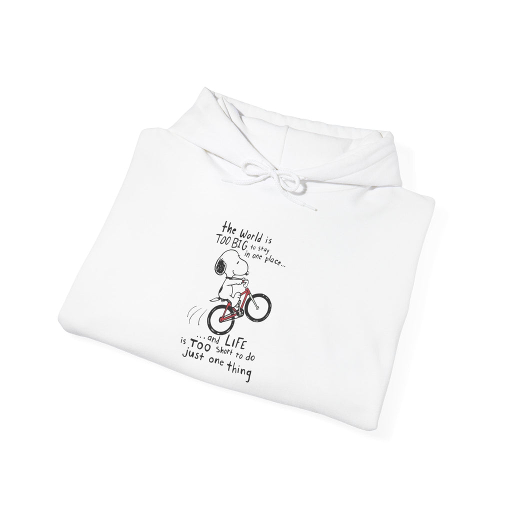 Bicycle Cat Illustration Hoodie | 'the world is too big...a true friend'