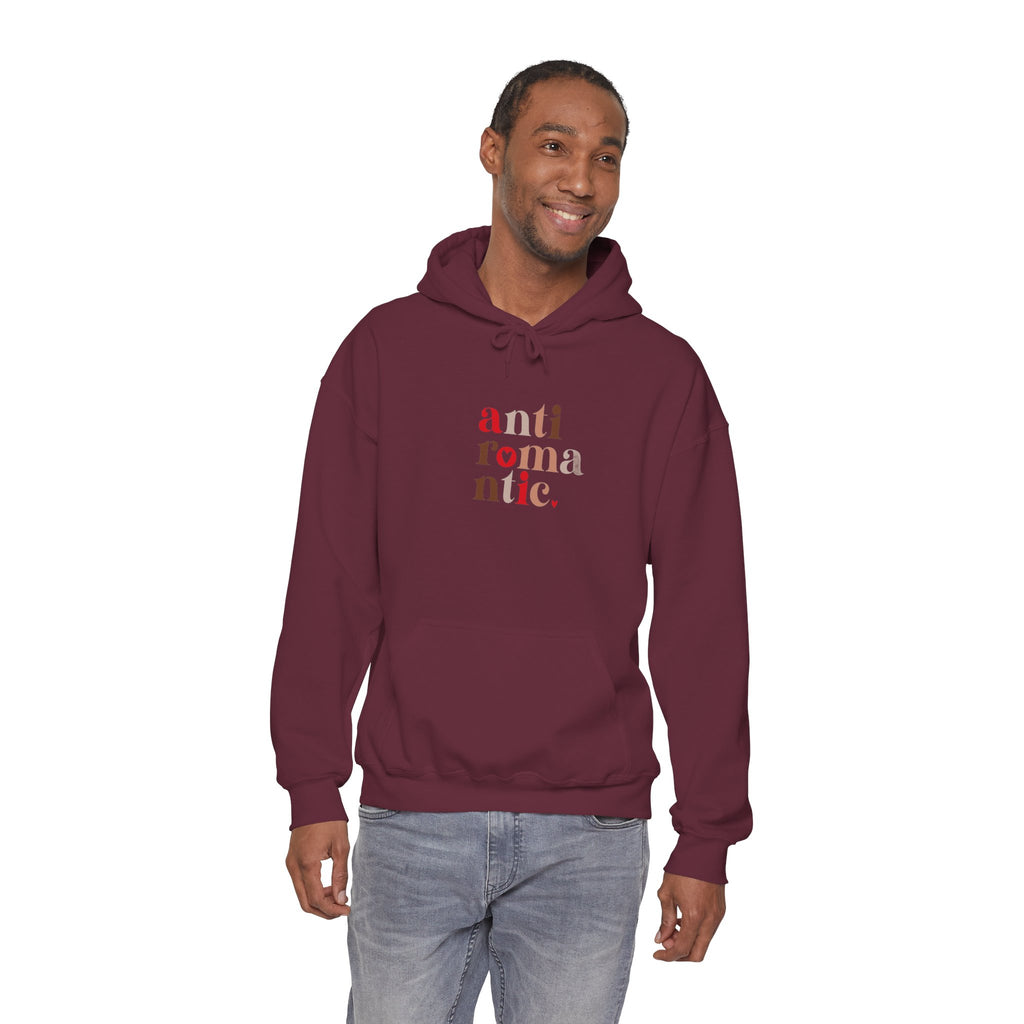 Anti-Romantic Hoodie — Minimalist Text Pullover for Singles & Sarcastic Gifts