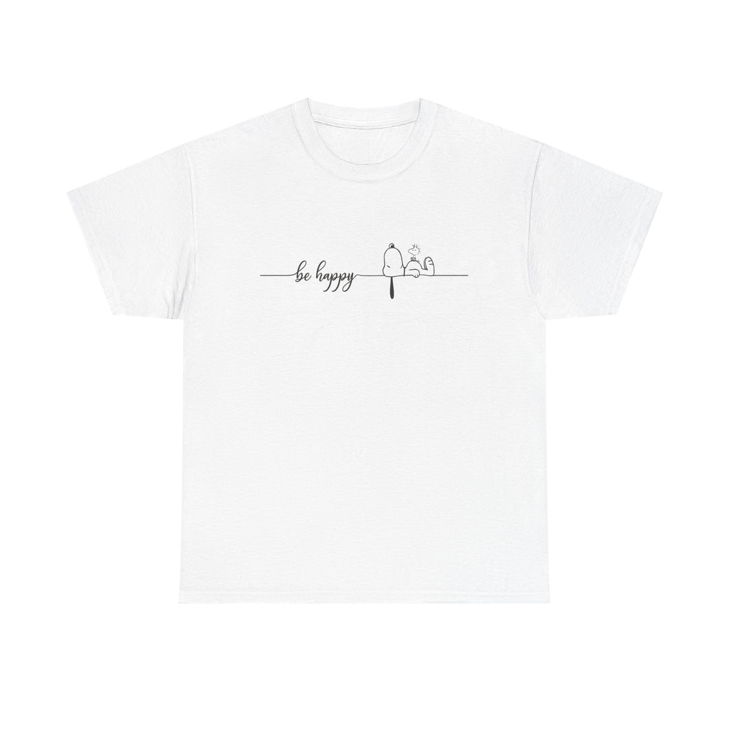 Be Happy Unisex Heavy Cotton Tee, Inspirational Shirt, Casual Wear, Gift for Friends, Motivational Apparel, Everyday Comfort