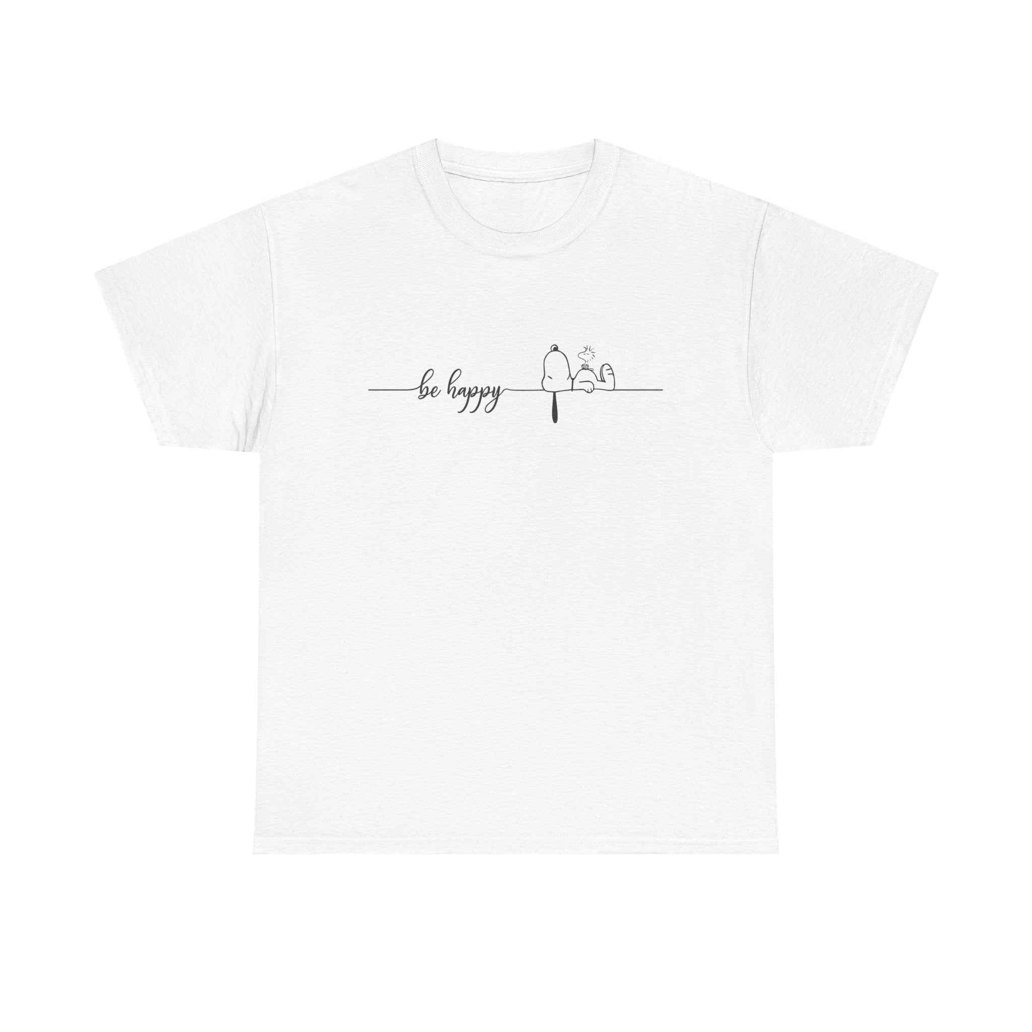 Be Happy Unisex Heavy Cotton Tee, Inspirational Shirt, Casual Wear, Gift for Friends, Motivational Apparel, Everyday Comfort