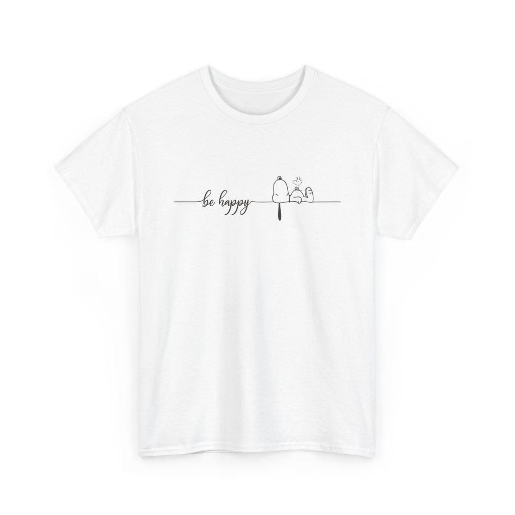 Be Happy Unisex Heavy Cotton Tee, Inspirational Shirt, Casual Wear, Gift for Friends, Motivational Apparel, Everyday Comfort