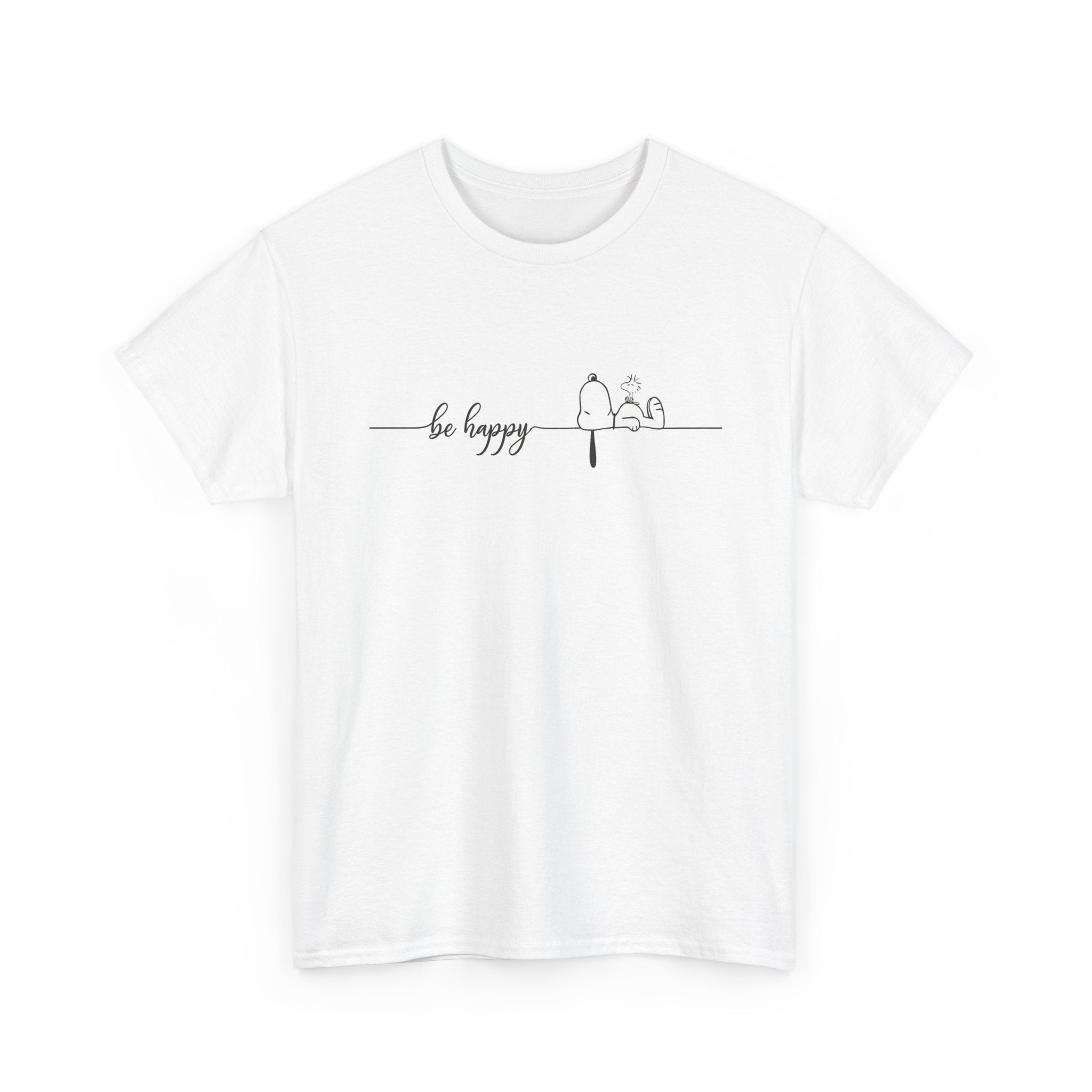 Be Happy Unisex Heavy Cotton Tee, Inspirational Shirt, Casual Wear, Gift for Friends, Motivational Apparel, Everyday Comfort