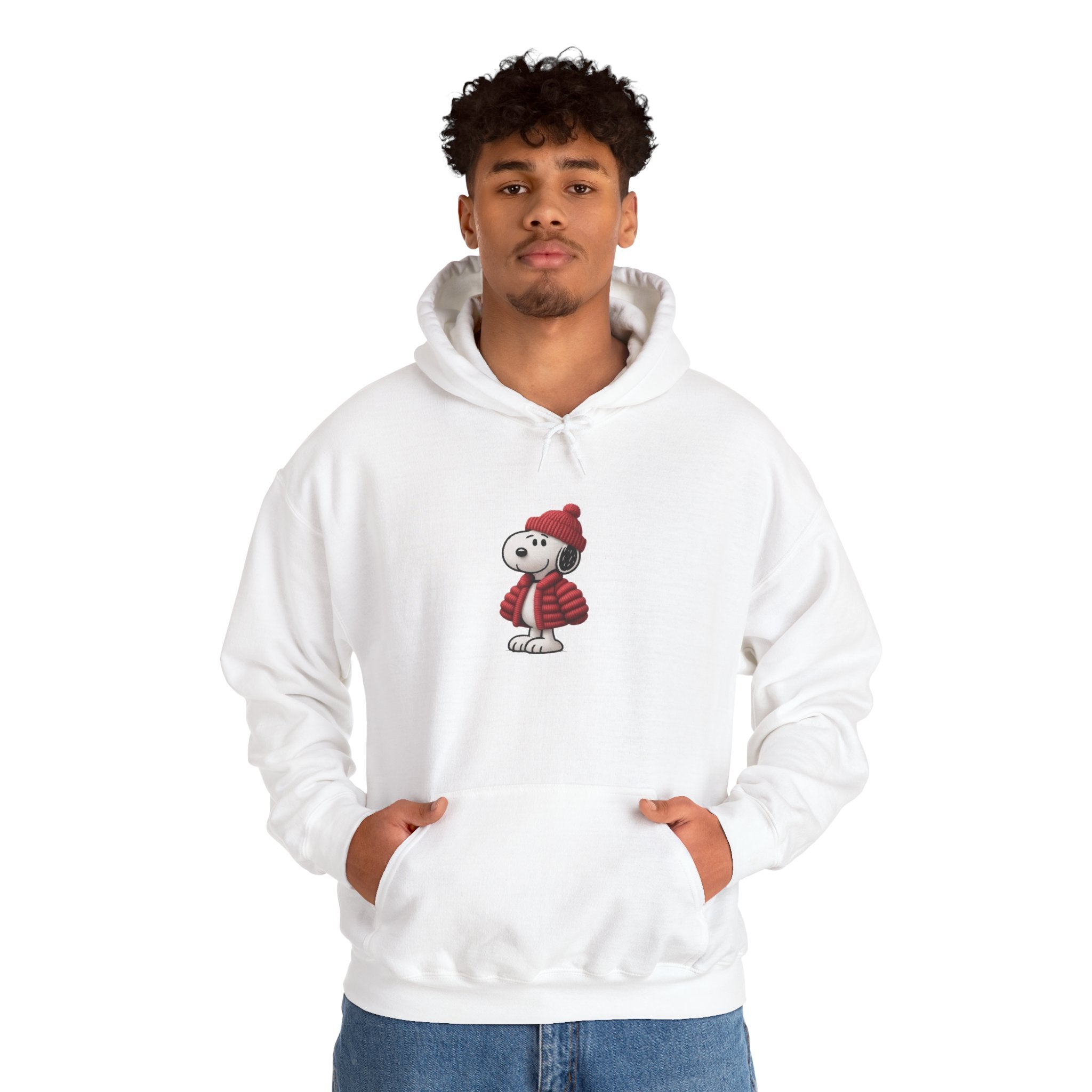 Cozy Winter Dog Hoodie | White Pullover Sweatshirt
