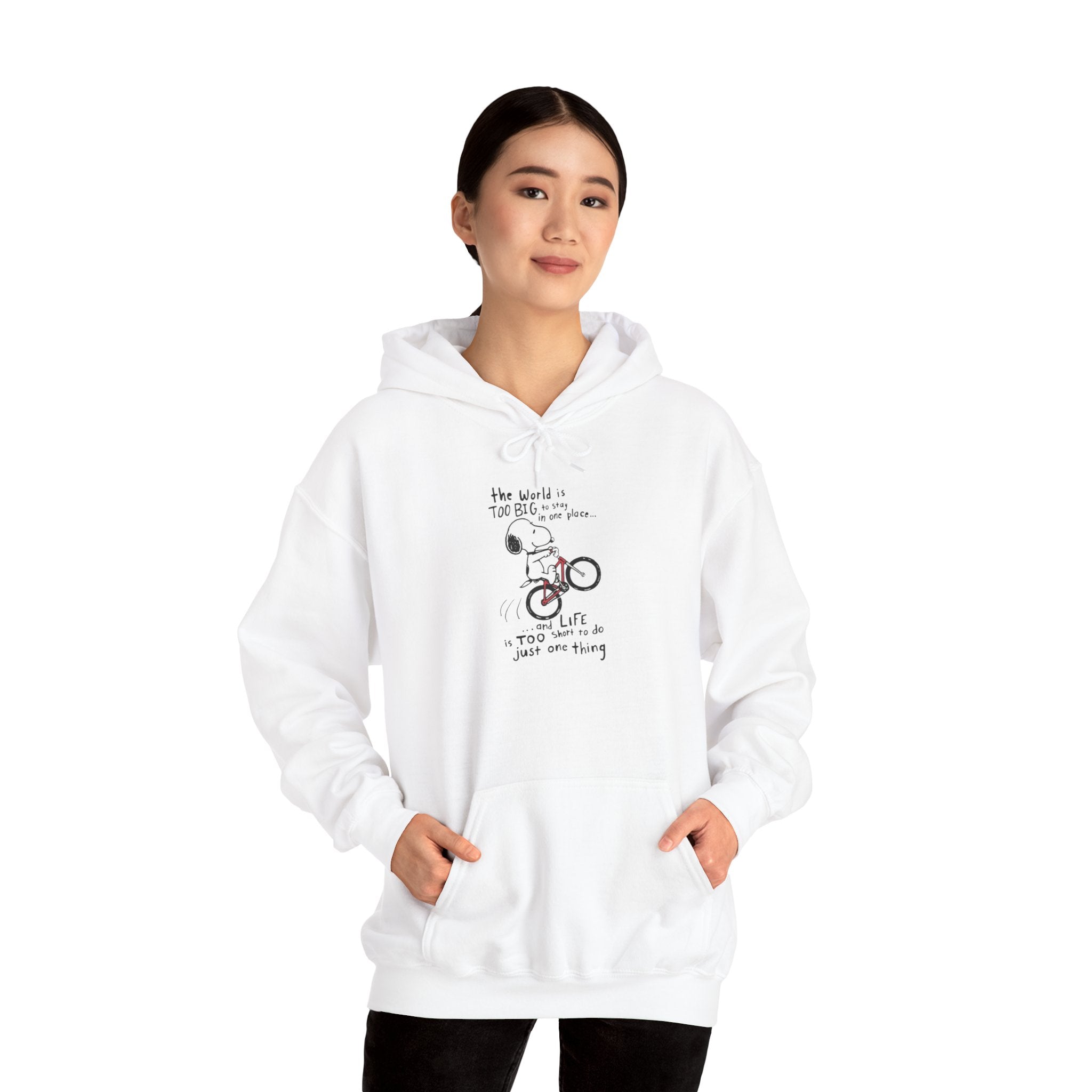 Bicycle Cat Illustration Hoodie | 'the world is too big...a true friend'