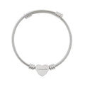 Engravable Heart Cuff Bracelet — Personalized Cable Wire Bangle