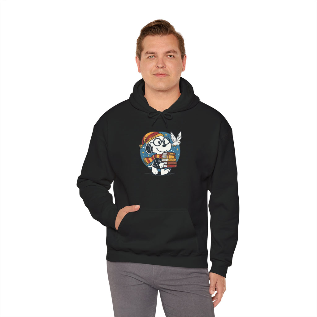 Bookish Dog with Glasses Hoodie | Reading Puppy Graphic Sweatshirt