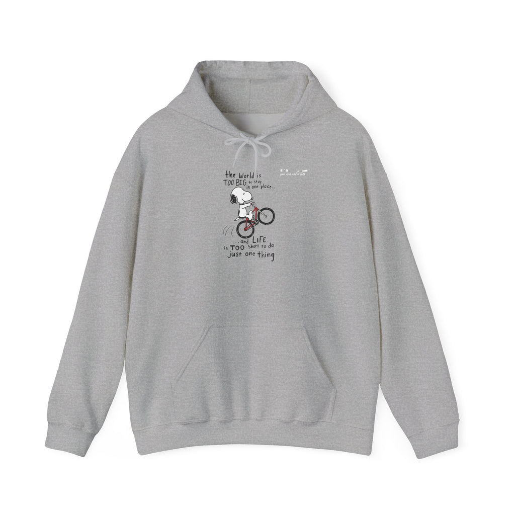 Bicycle Cat Illustration Hoodie | 'the world is too big...a true friend'