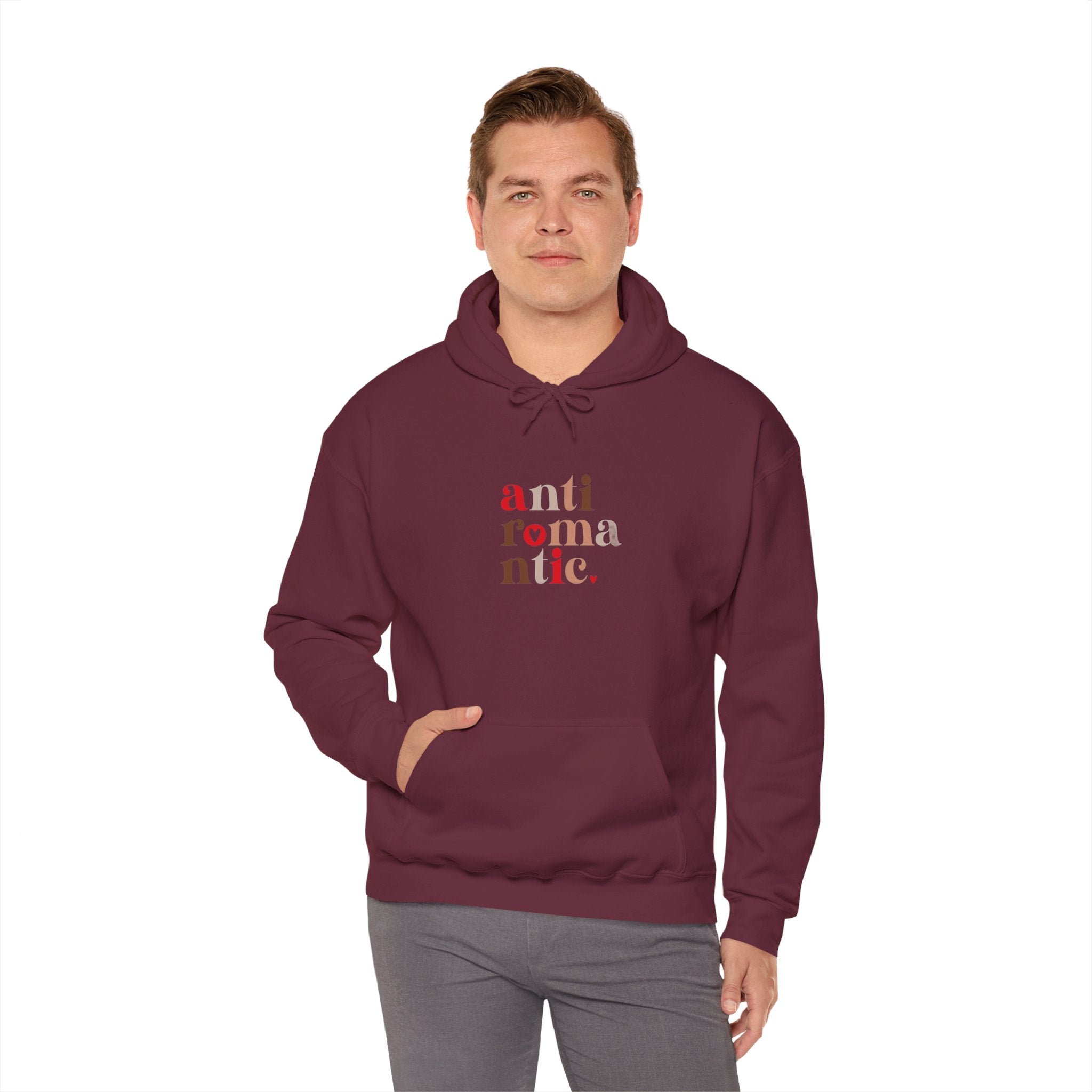 Anti-Romantic Hoodie — Minimalist Text Pullover for Singles & Sarcastic Gifts