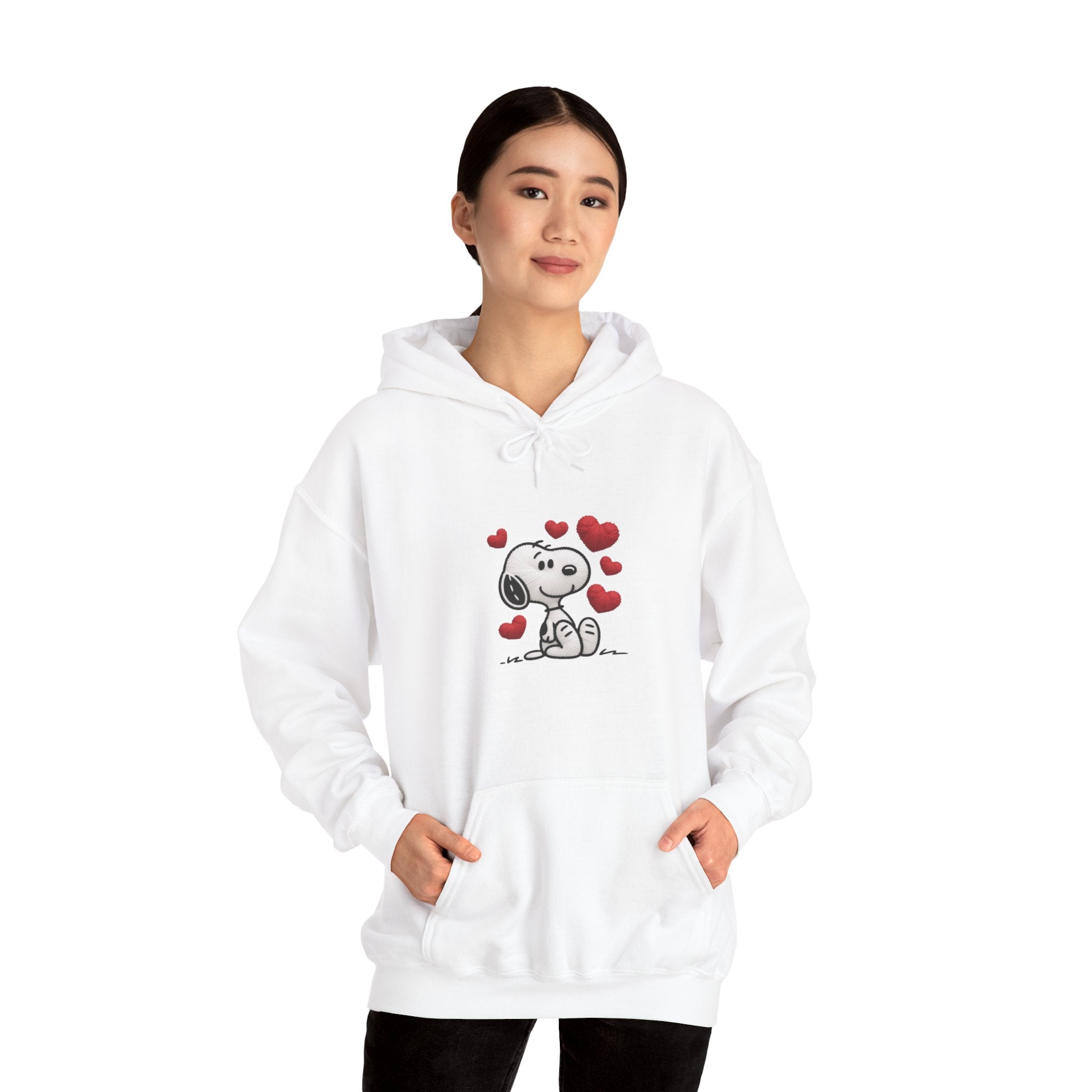 Cute Cartoon Puppy with Hearts Hoodie | Love Dog Sweatshirt