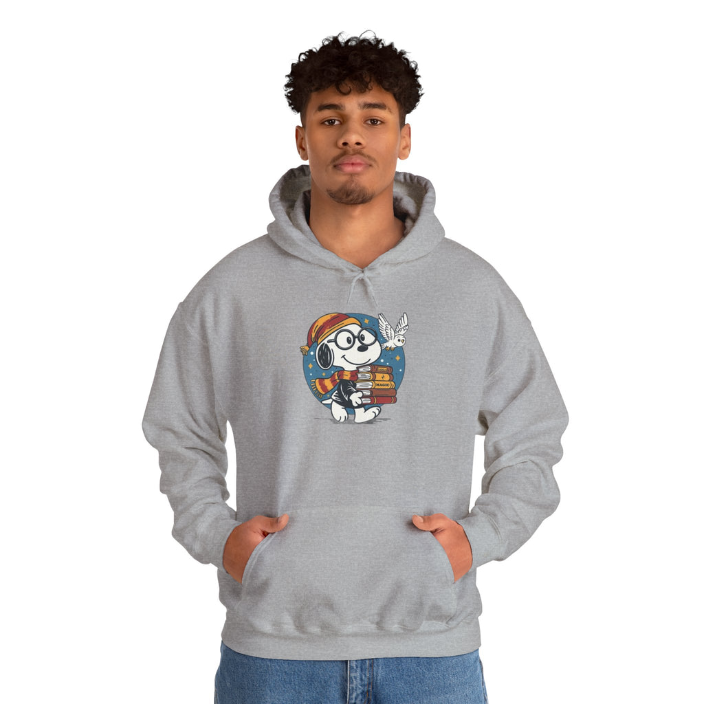 Bookish Dog with Glasses Hoodie | Reading Puppy Graphic Sweatshirt