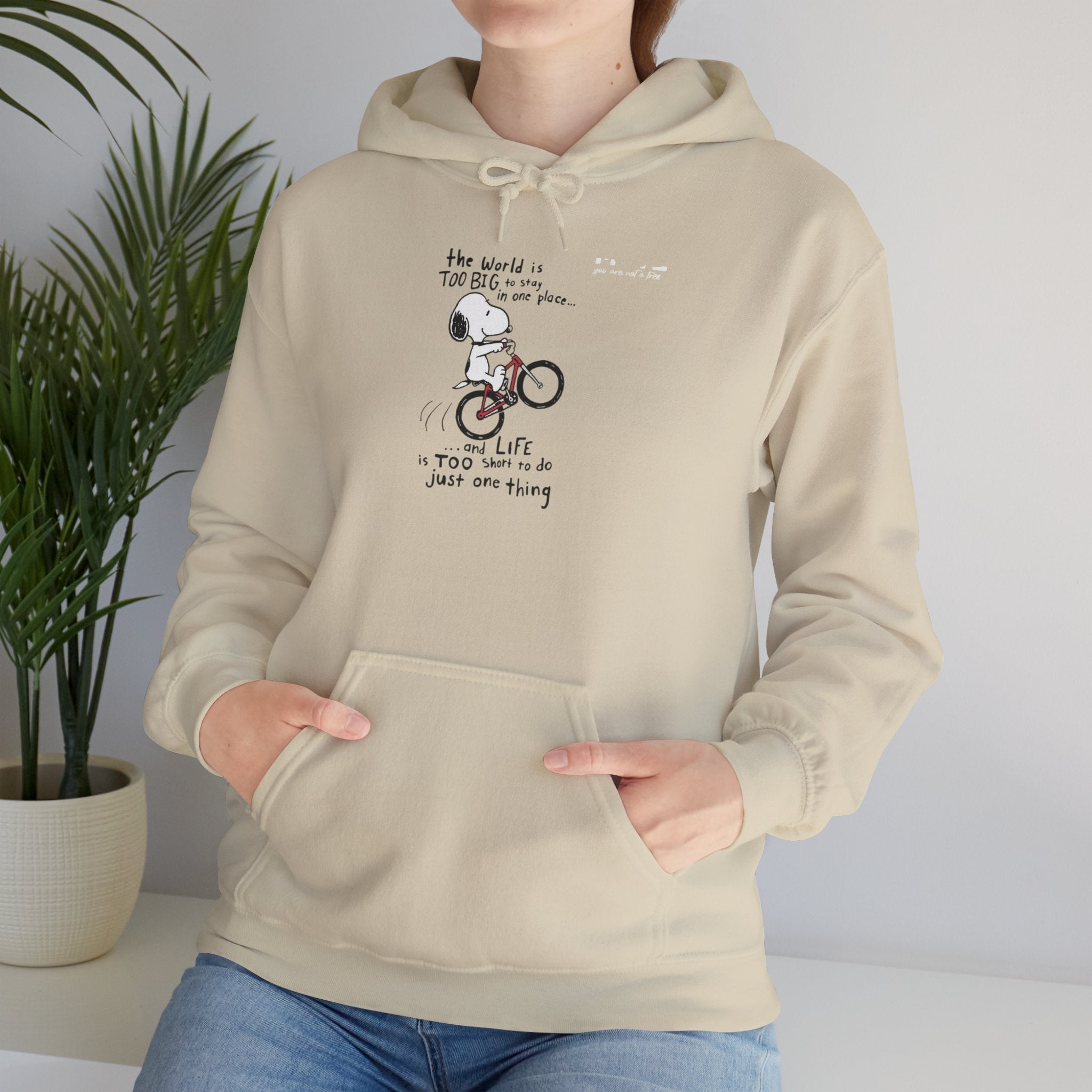 Bicycle Cat Illustration Hoodie | 'the world is too big...a true friend'