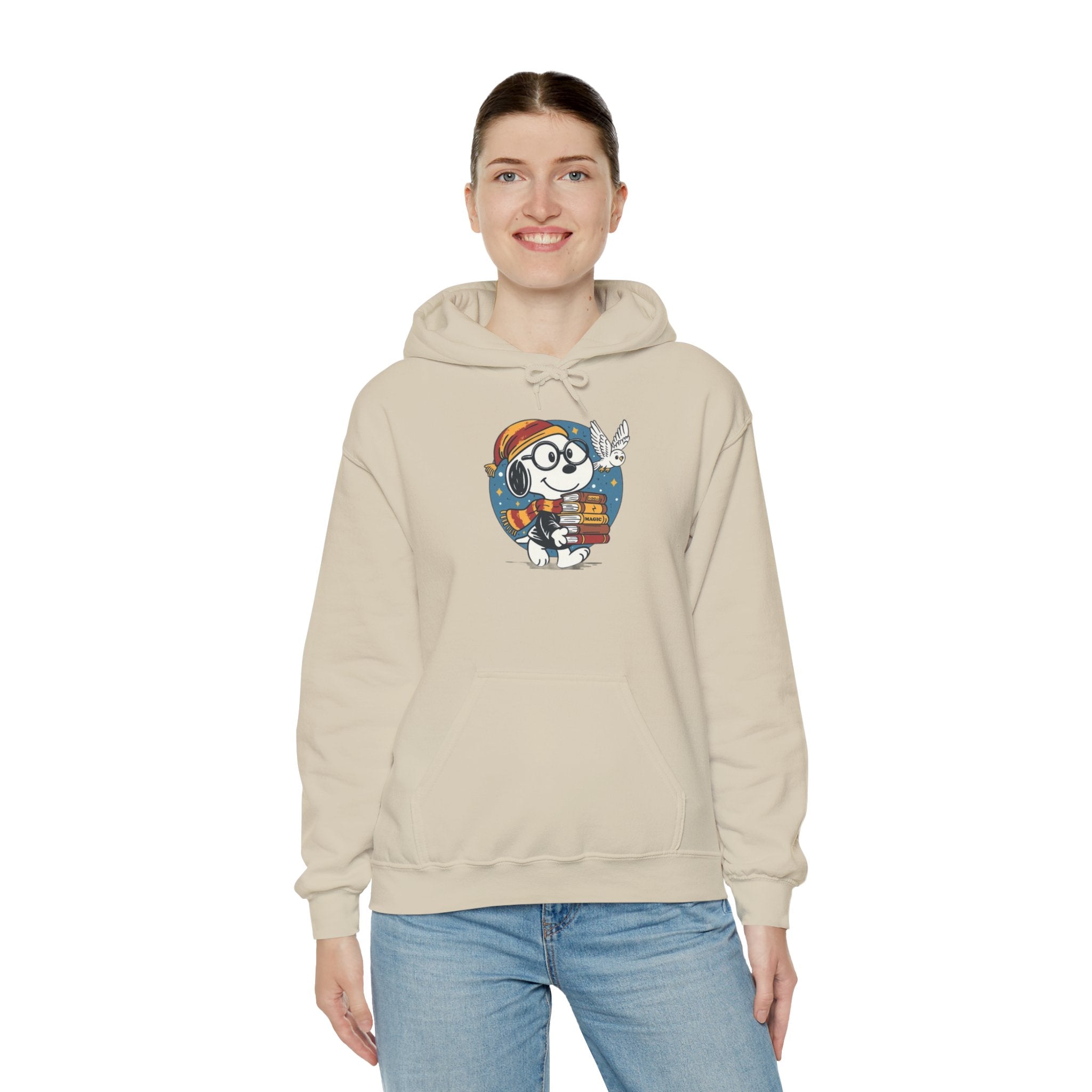 Bookish Dog with Glasses Hoodie | Reading Puppy Graphic Sweatshirt