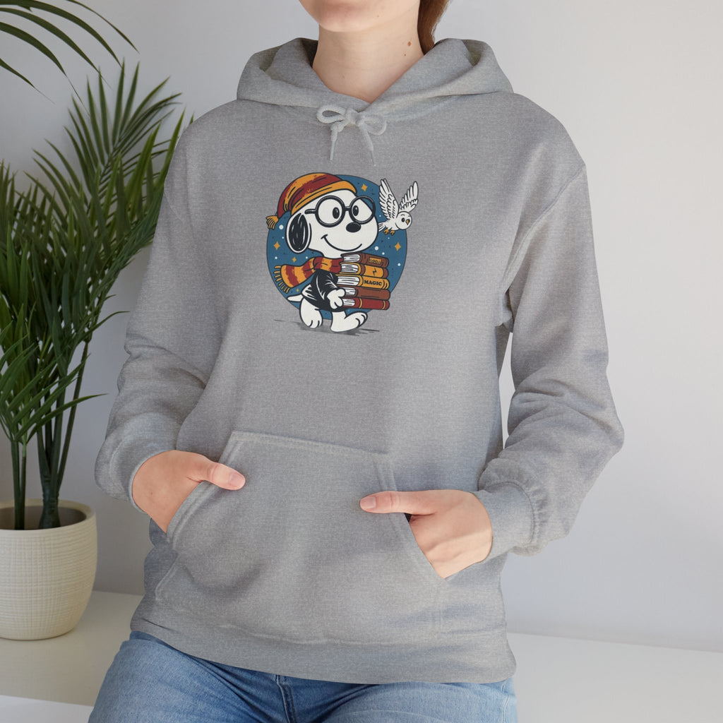 Bookish Dog with Glasses Hoodie | Reading Puppy Graphic Sweatshirt