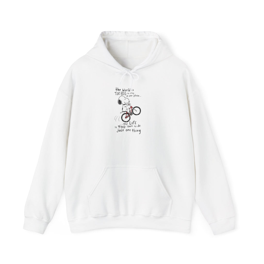 Bicycle Cat Illustration Hoodie | 'the world is too big...a true friend'