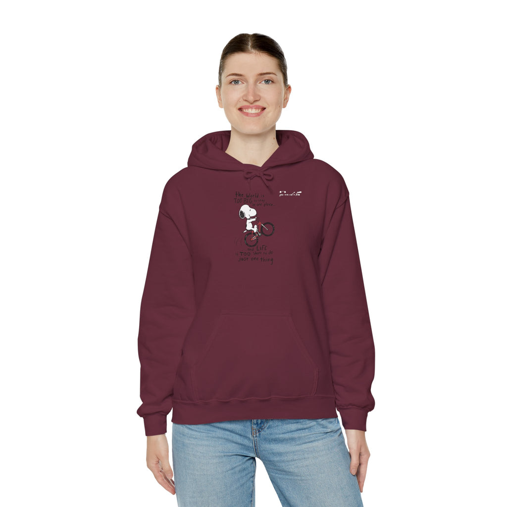 Bicycle Cat Illustration Hoodie | 'the world is too big...a true friend'