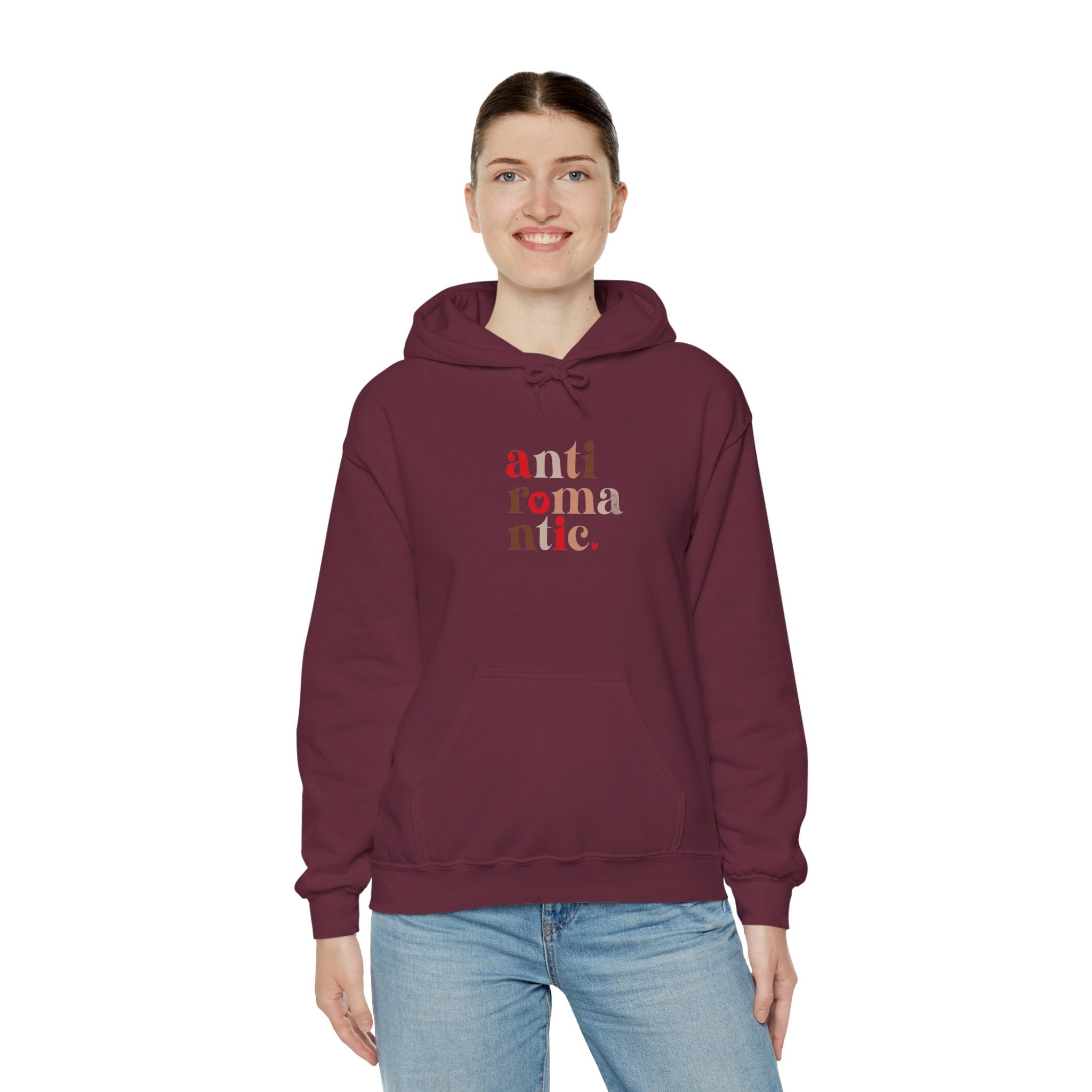 Anti-Romantic Hoodie — Minimalist Text Pullover for Singles & Sarcastic Gifts