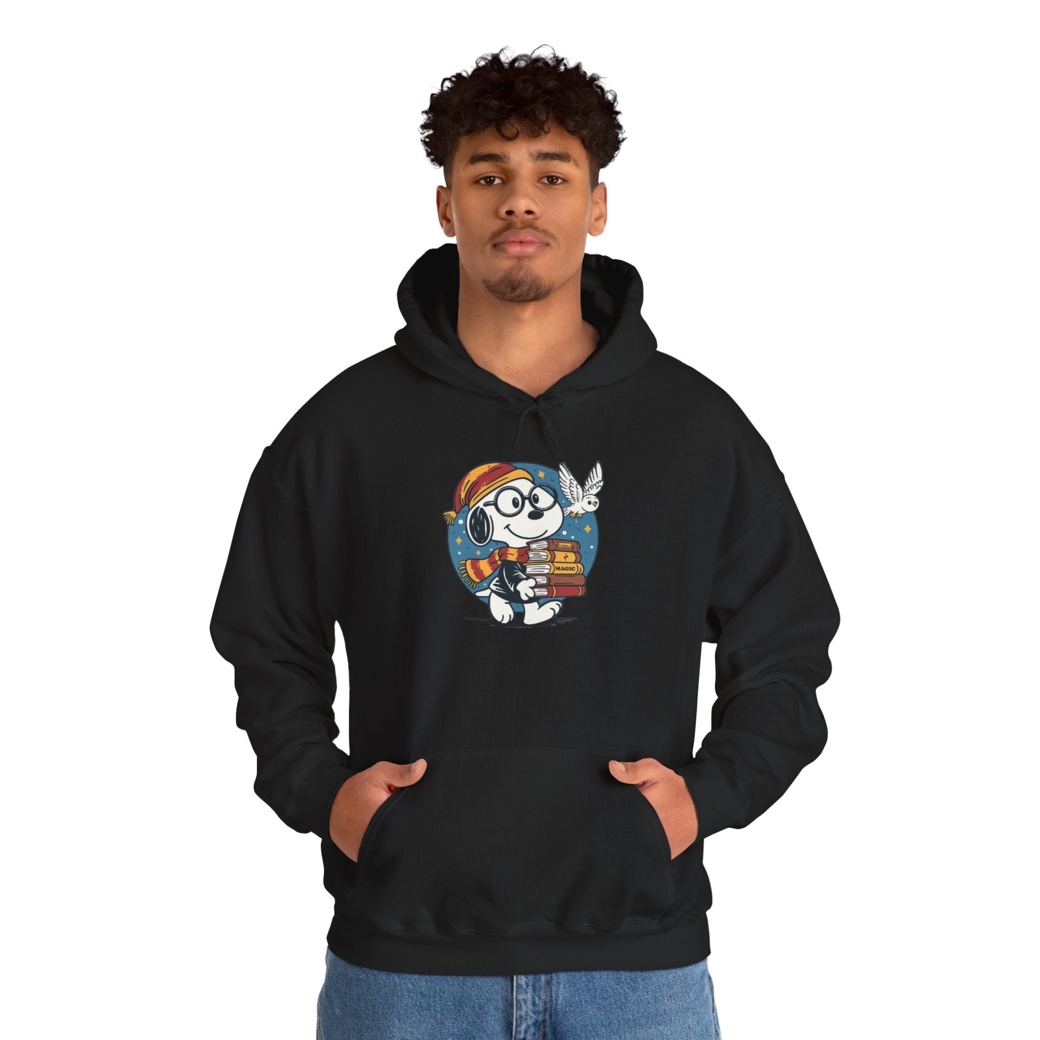 Bookish Dog with Glasses Hoodie | Reading Puppy Graphic Sweatshirt