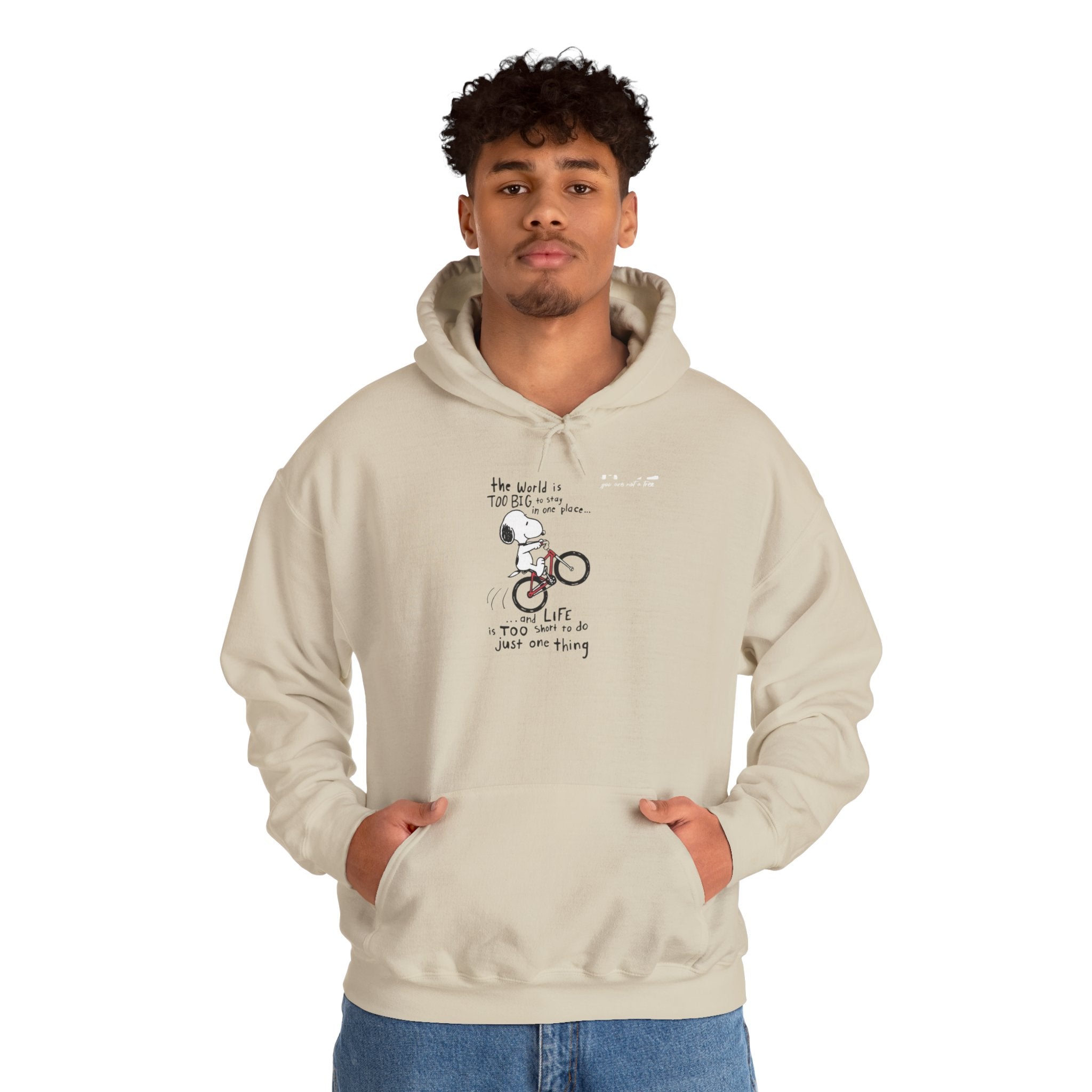 Bicycle Cat Illustration Hoodie | 'the world is too big...a true friend'