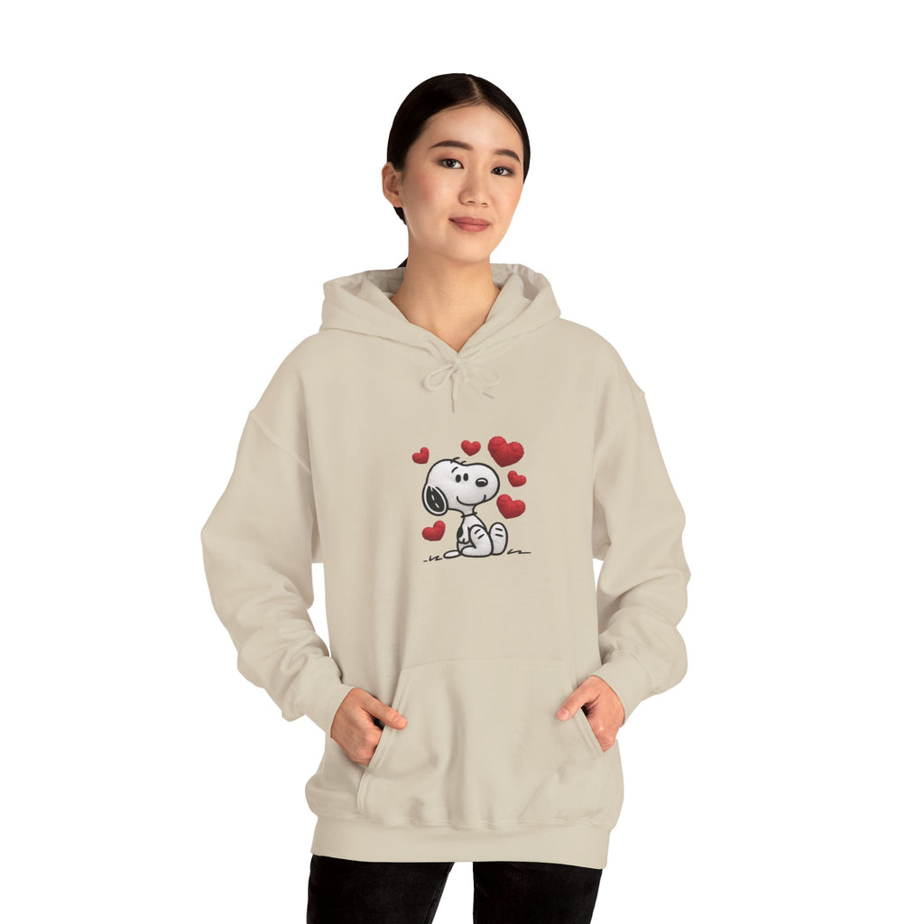 Cute Cartoon Puppy with Hearts Hoodie | Love Dog Sweatshirt